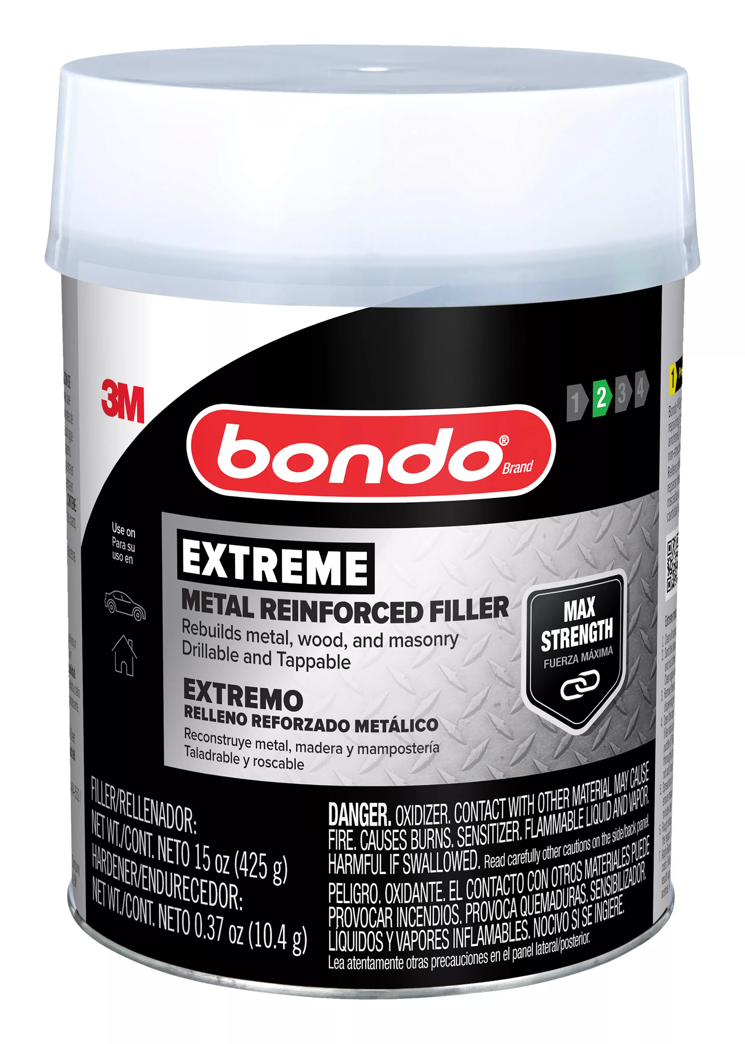 Bondo® Extreme Metal Reinforced Filler EF-PT-ES, 15 oz (425.24 g), 8 per case