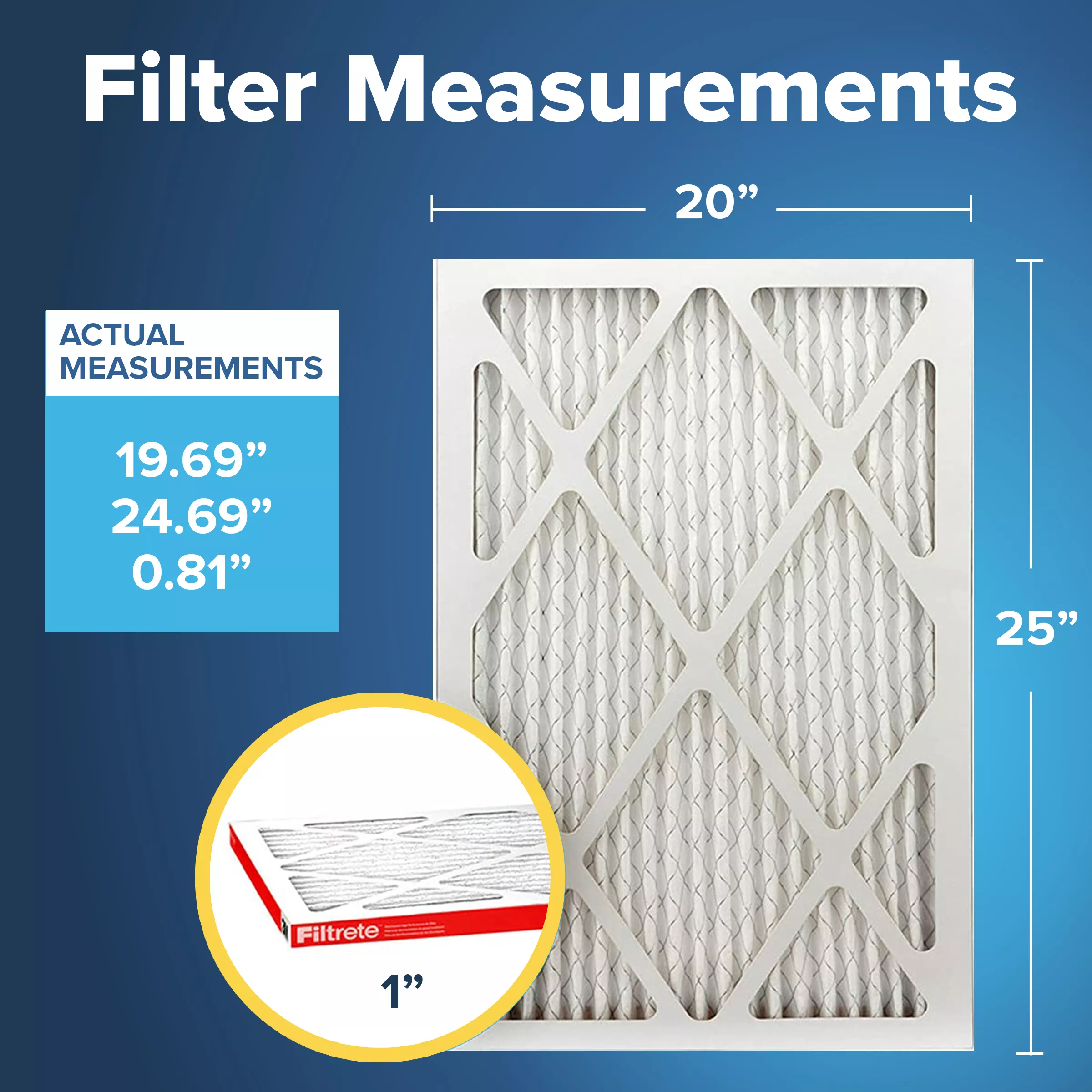 Filtrete™ Electrostatic Air Filter 1000 MPR 9803-4, 20 in x 25 in x 1 in (50.8 cm x 63.5 cm x 2.5 cm)