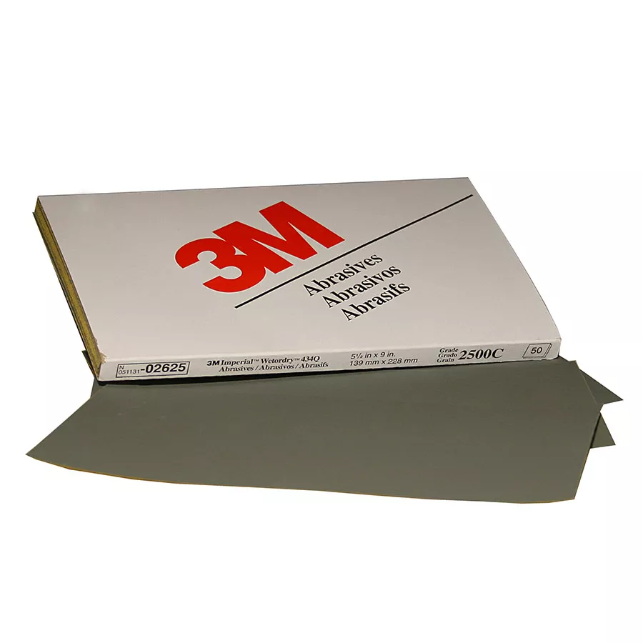 3M™ Wetordry™ Abrasive Sheet, 02625, 2500, heavy duty, 5 1/2 in x 9 in, 50 sheets per carton, 5 cartons per case