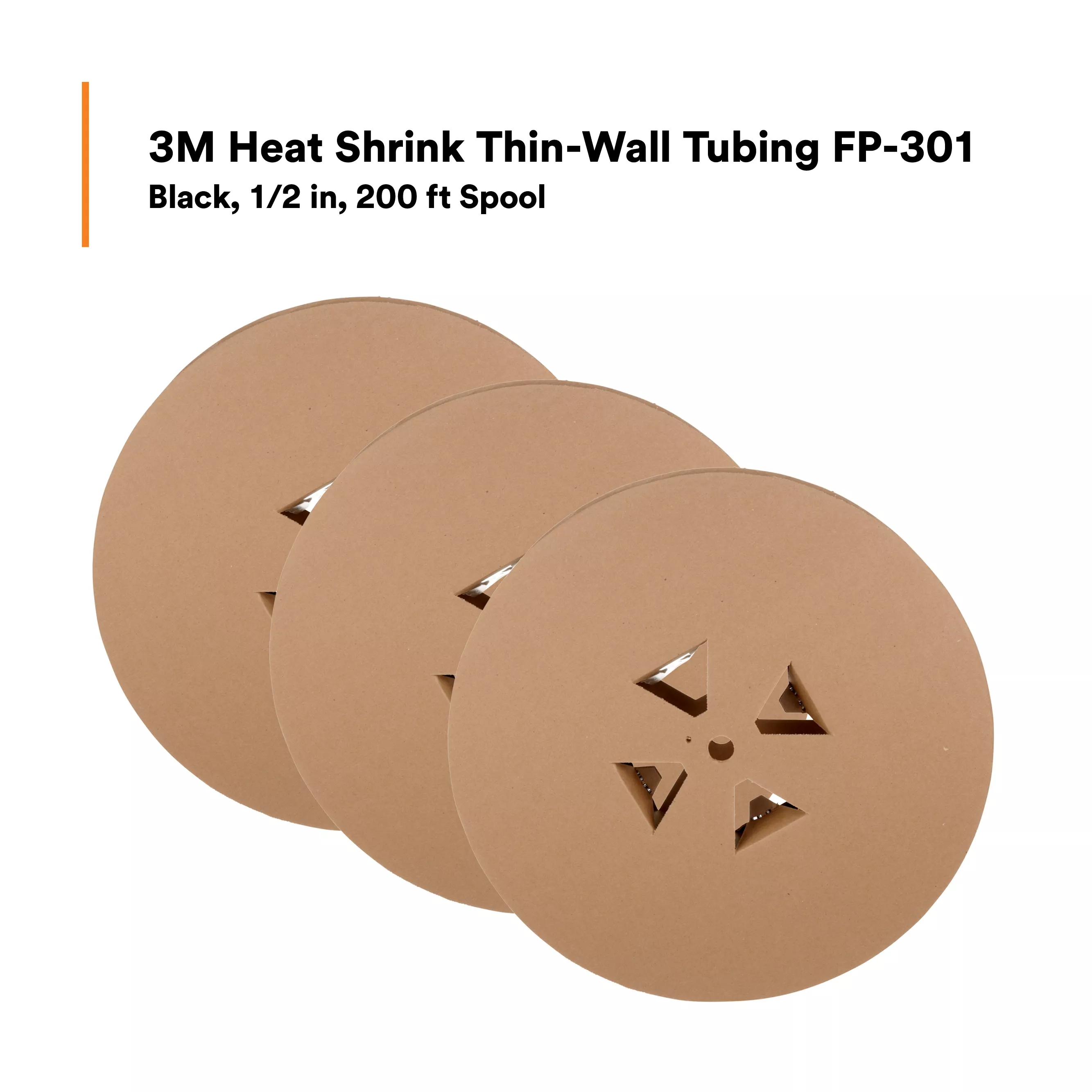 Product Number FP0.500BK200'L | 3M™ Heat Shrink Thin-Wall Tubing FP-301-1/2-Black-200'