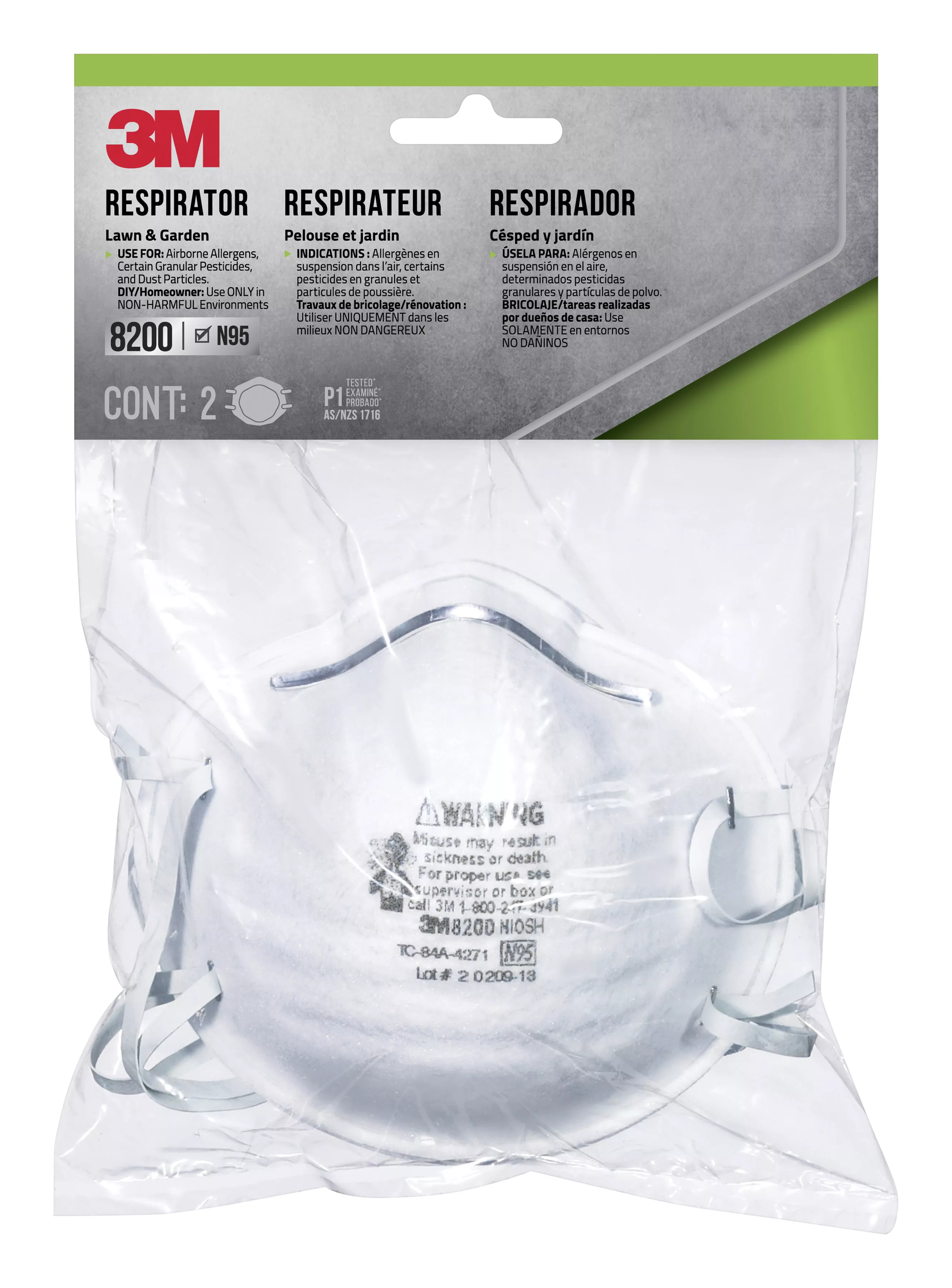 3M™ Lawn and Garden Respirator 8200G2-DC, 2 eaches/pack, 6 packs/shipper