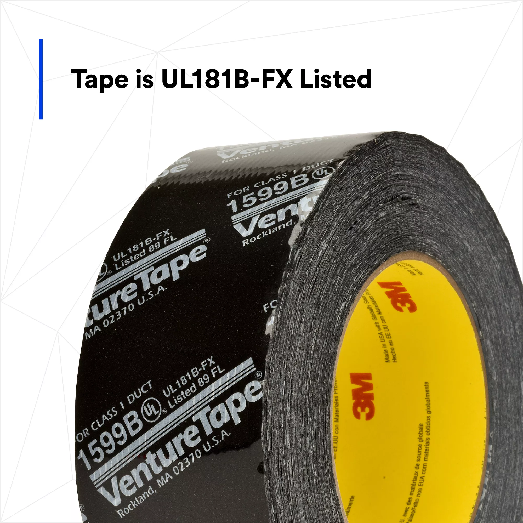 SKU 7100043816 | 3M™ Venture Tape™ UL181B-FX Polypropylene Duct Tape 1599B