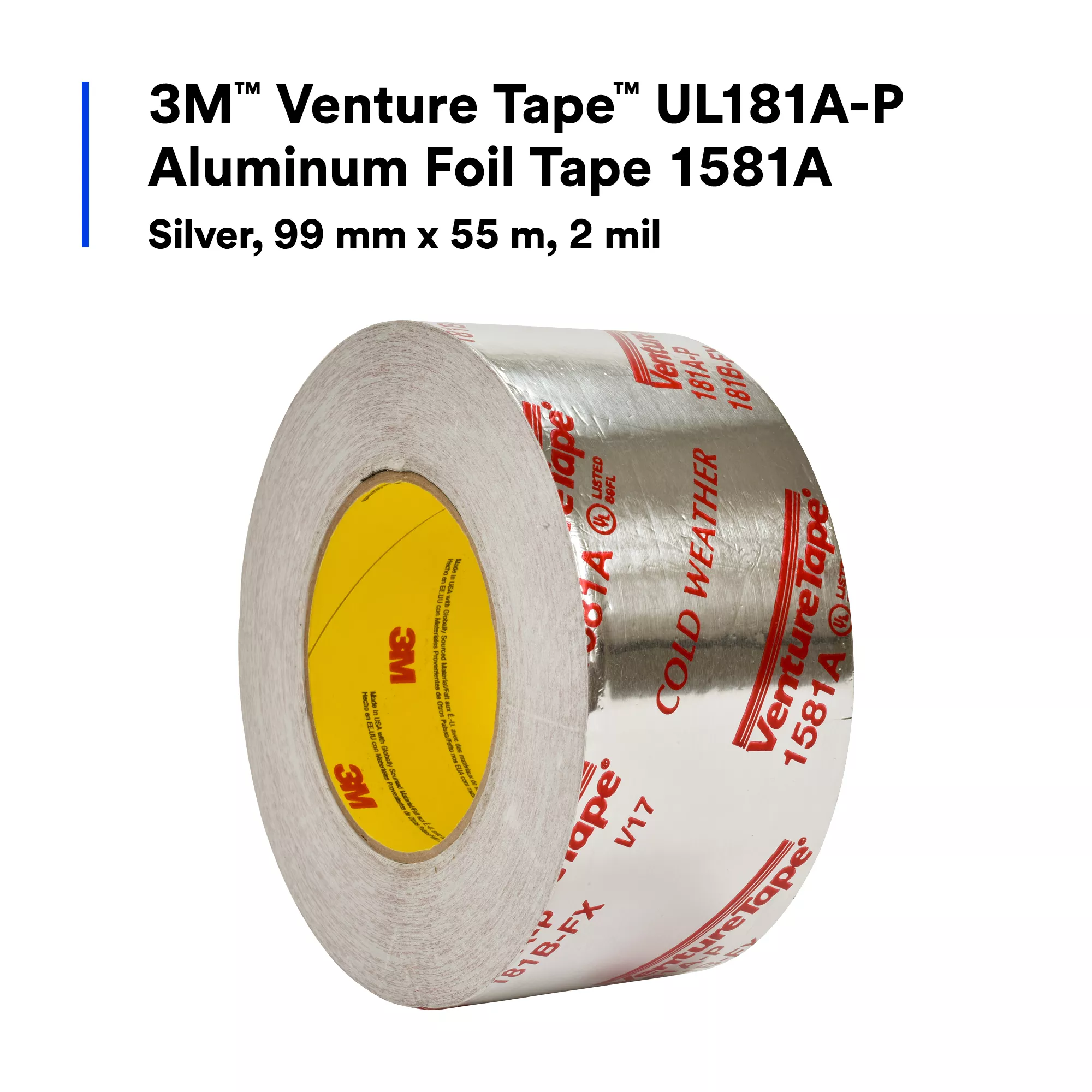 SKU 7010302857 | 3M™ Venture Tape™ UL181A-P Aluminum Foil Tape 1581A