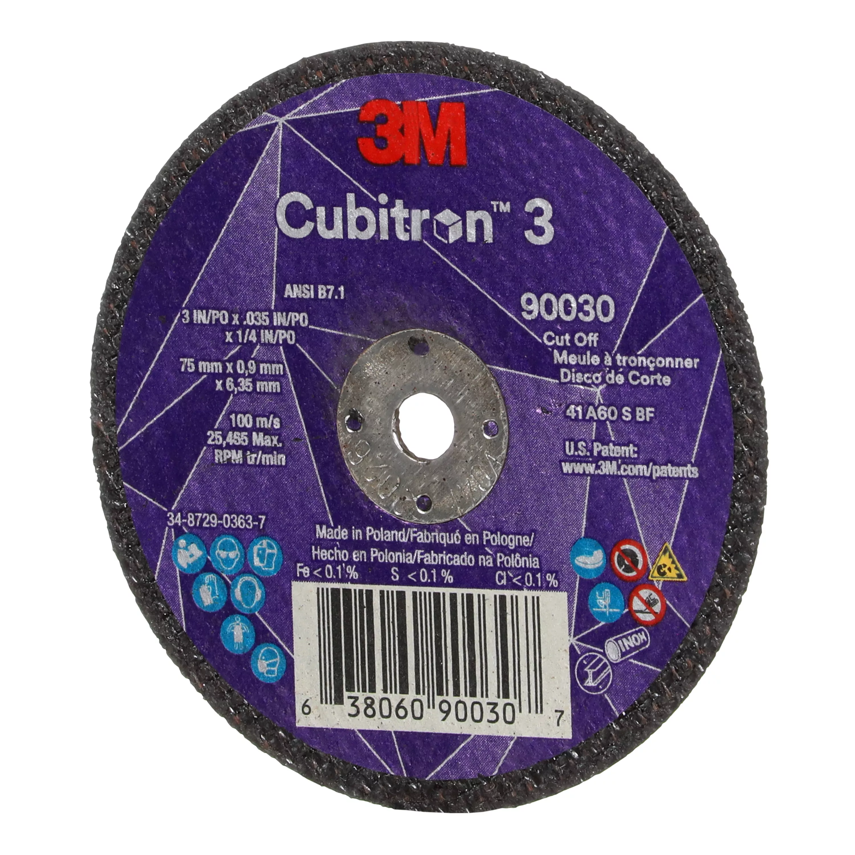 SKU 7100303860 | 3M™ Cubitron™ 3 Cut-Off Wheel