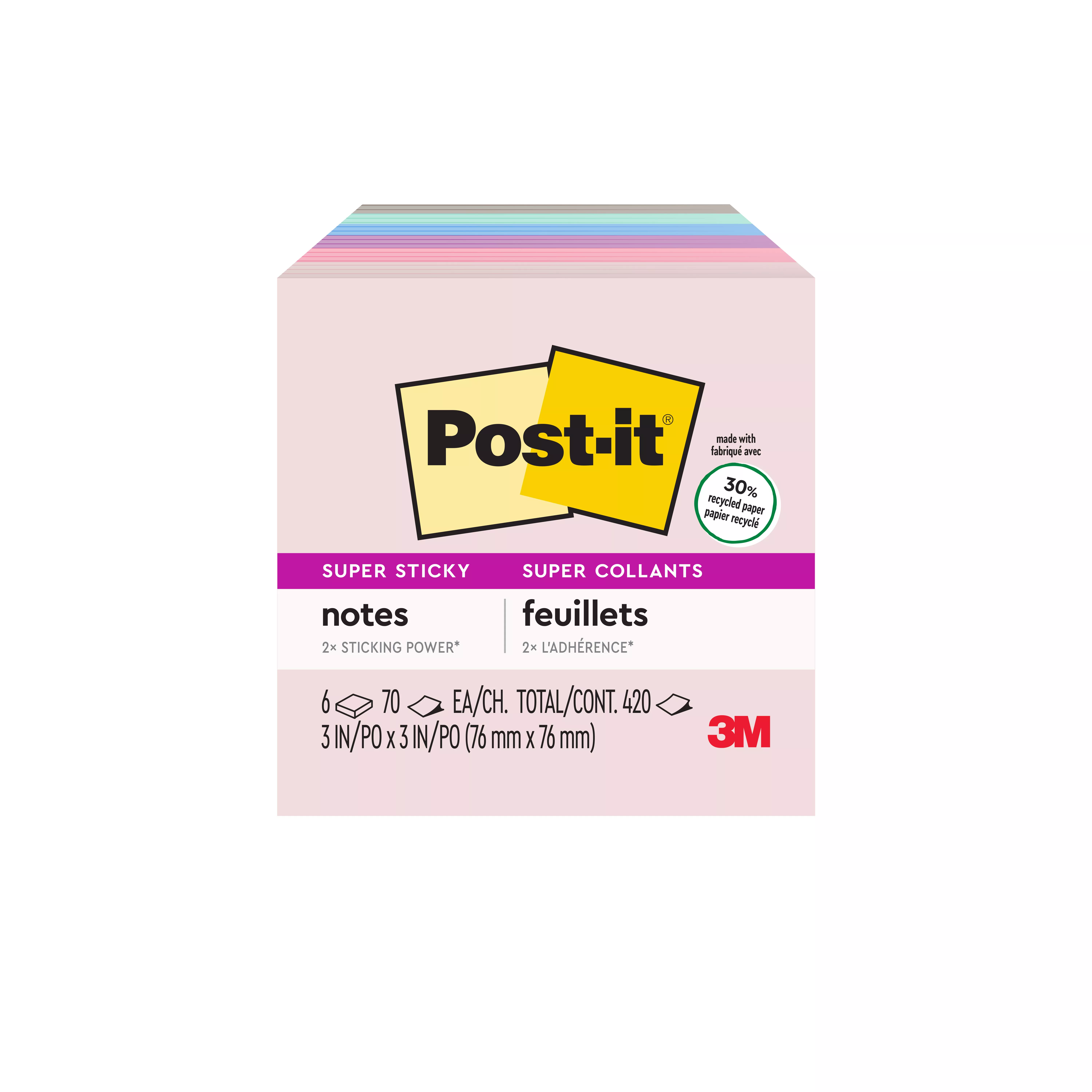 SKU 7010044989 | Post-it® Super Sticky Recycled Notes 654-6SSNRP