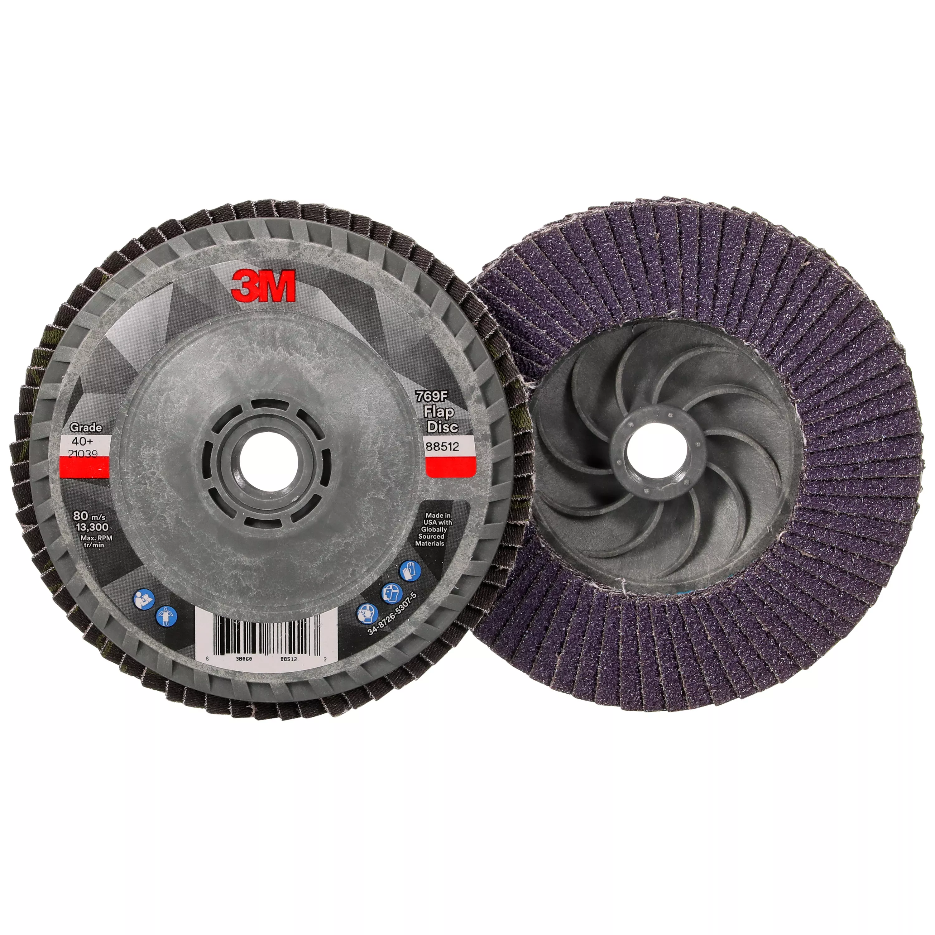 3M™ Flap Disc 769F, 40+, T27 Quick Change, 4-1/2 in x 5/8 in-11, 10
ea/Case