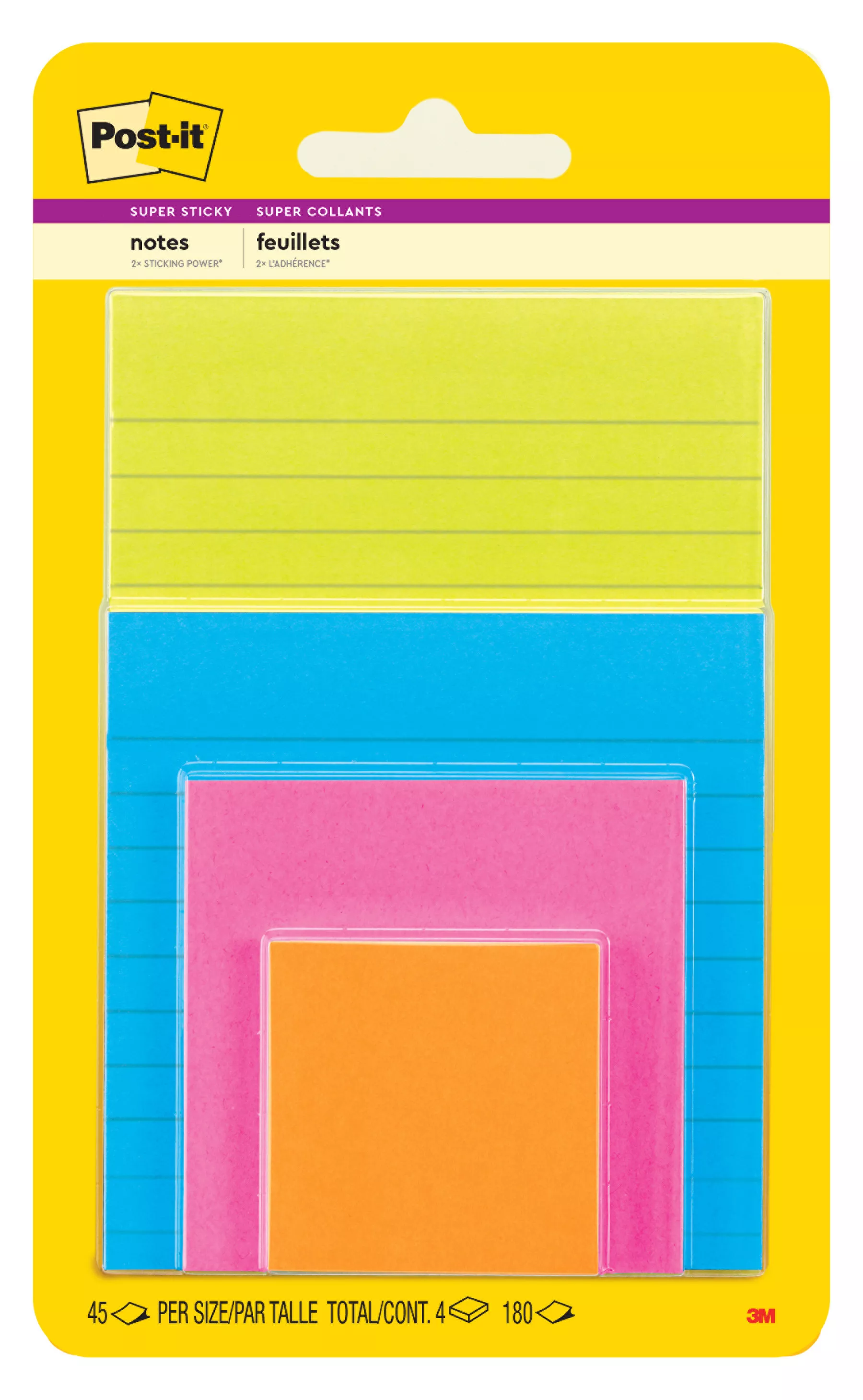 Post-it® Super Sticky Notes 4622-SSAU, Multi Sizes, Energy Boost