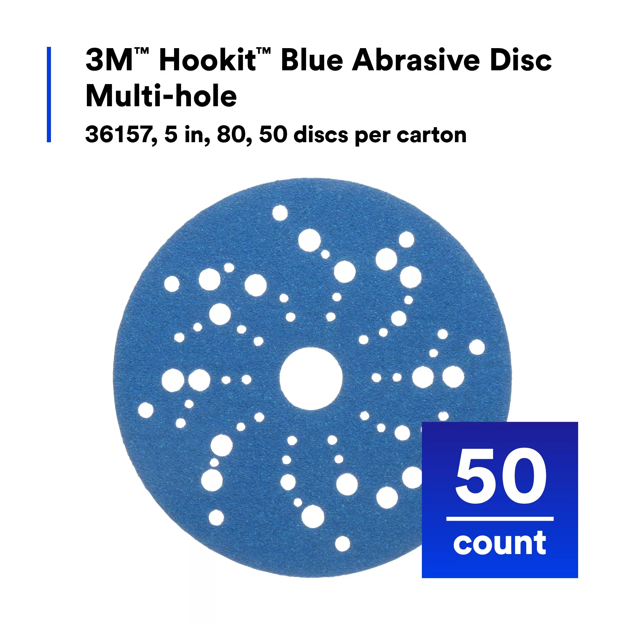 SKU 7100090975 | 3M™ Hookit™ Blue Abrasive Disc 321U Multi-hole