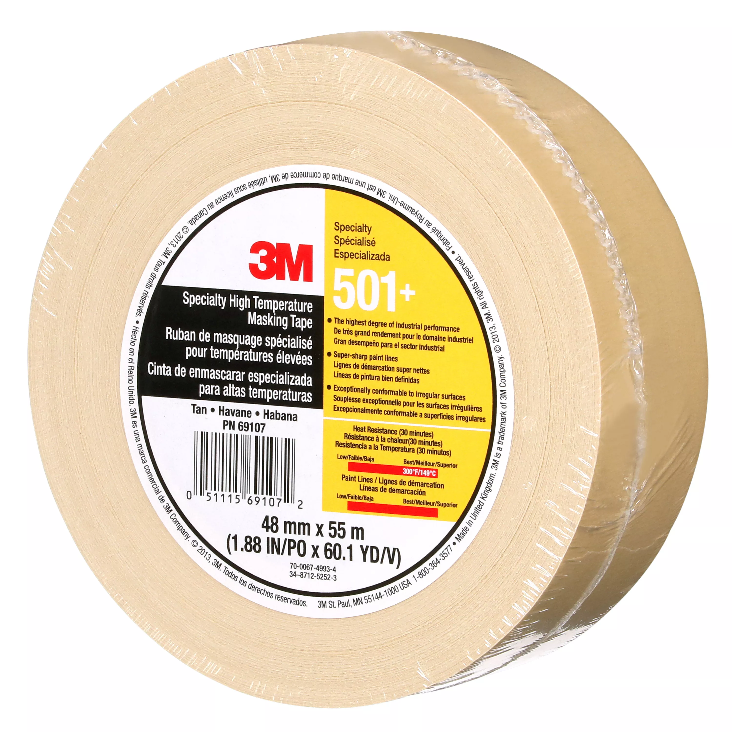 Product Number 501+ | 3M™ Specialty High Temperature Masking Tape 501+