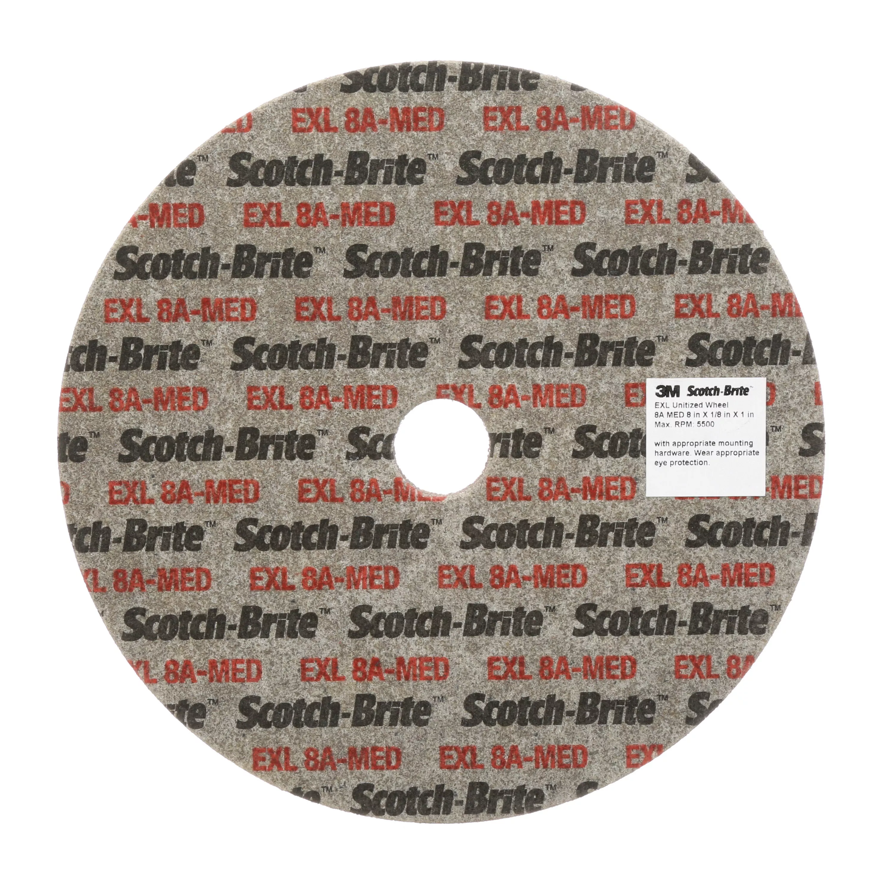 Scotch-Brite™ EXL Unitized Wheel, XL-UW, 8A Medium, 6 in x 1/2 in x 1/2 in, 4 ea/Case