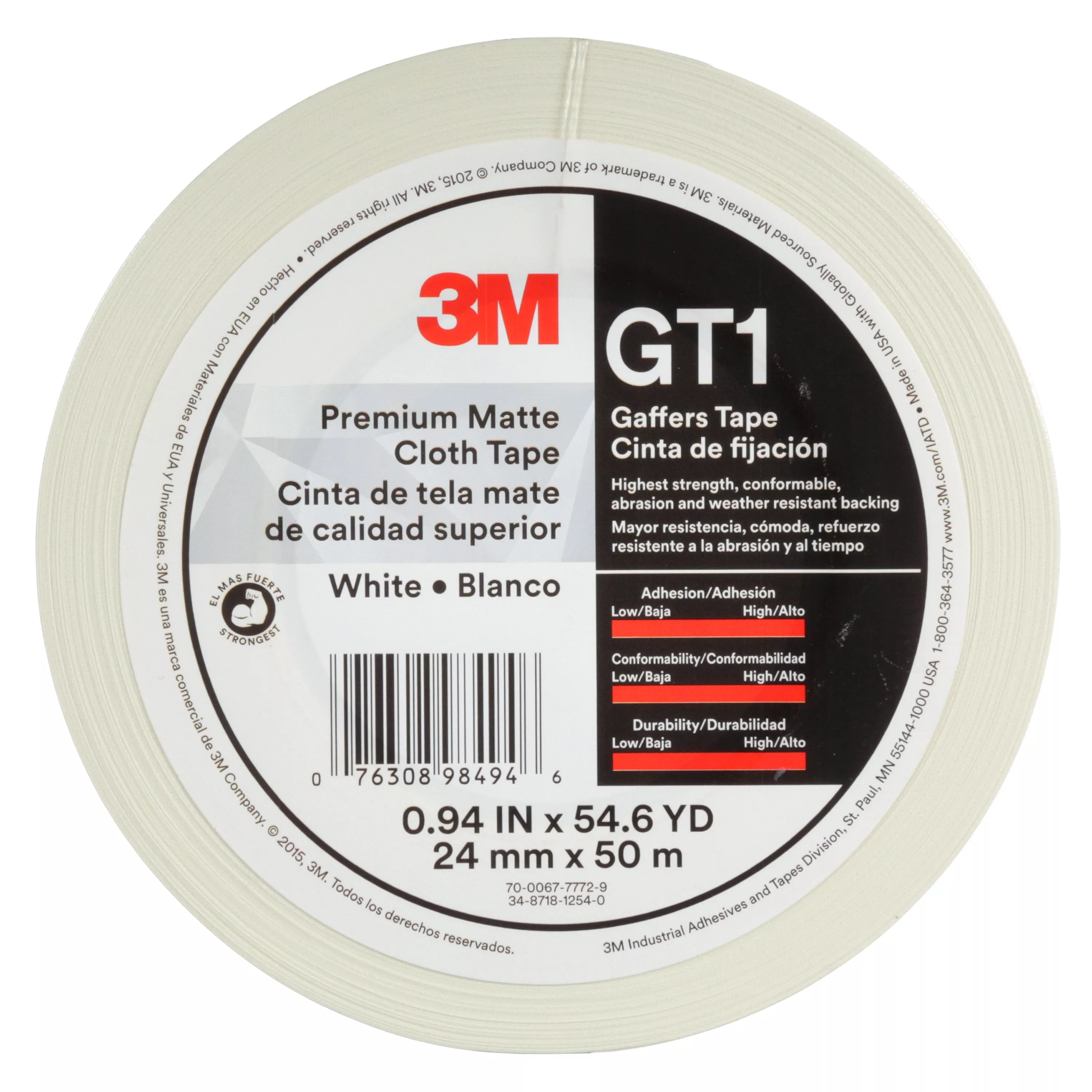 SKU 7010376453 | 3M™ Premium Matte Cloth (Gaffers) Tape GT1