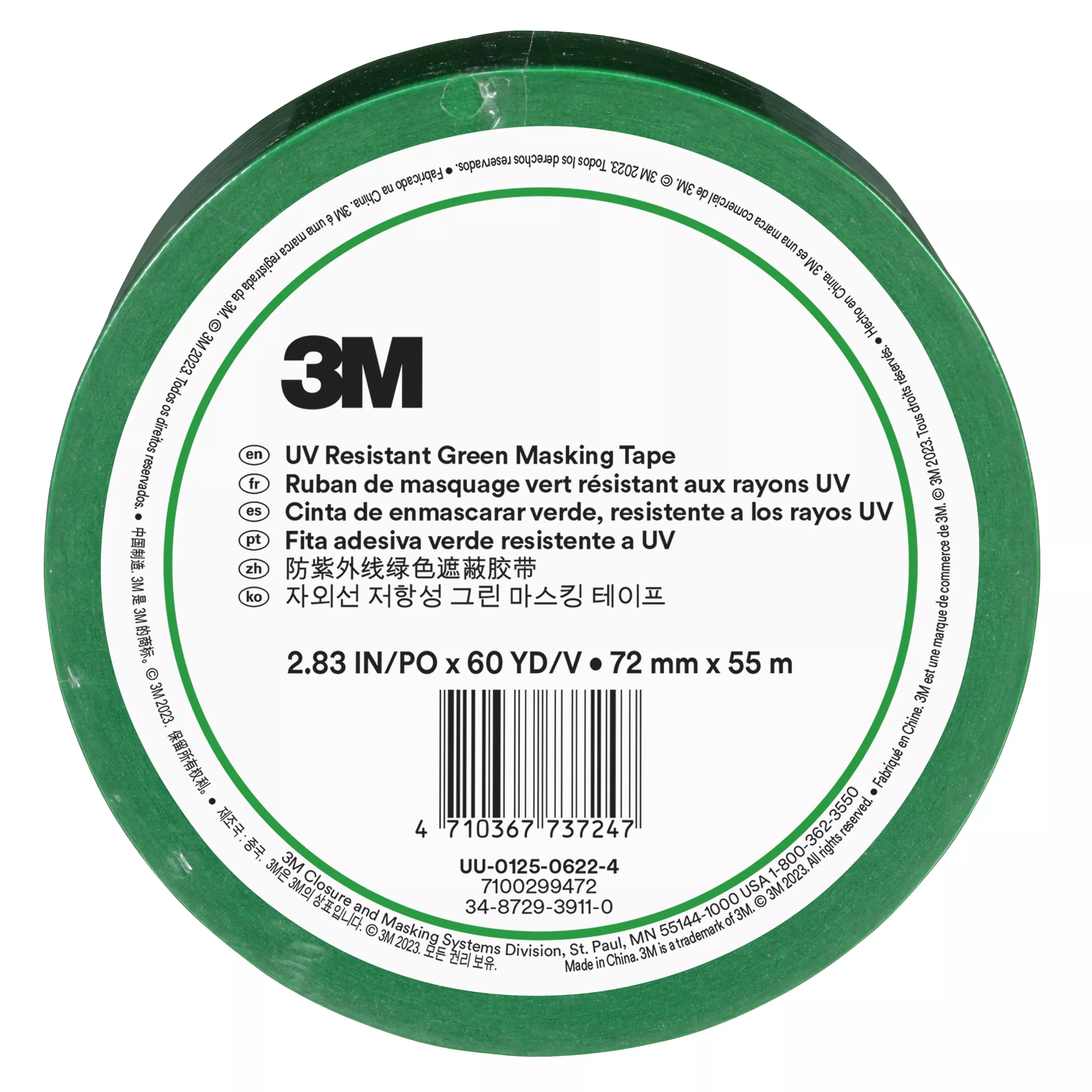SKU 7100299472 | 3M™ UV Resistant Green Masking Tape