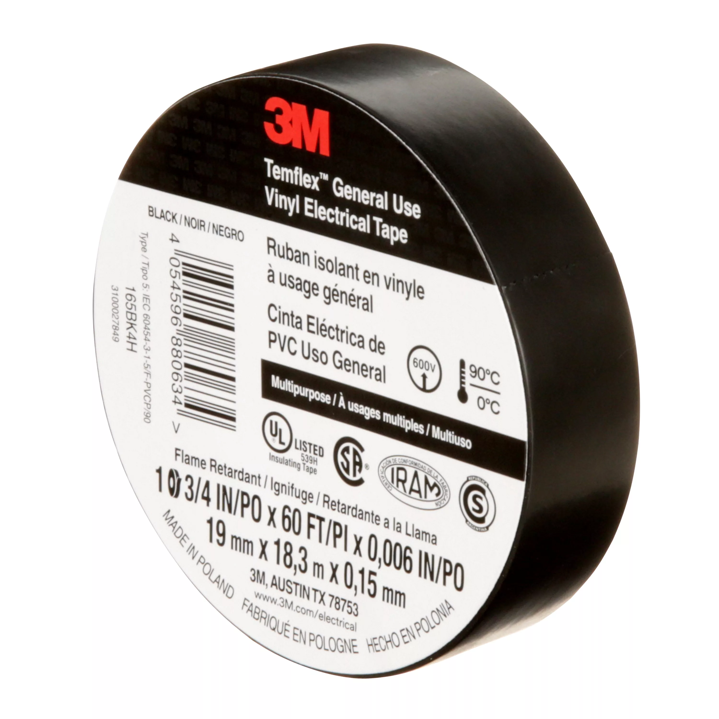 SKU 7100169254 | 3M™ Temflex™ Vinyl Electrical Tape 165