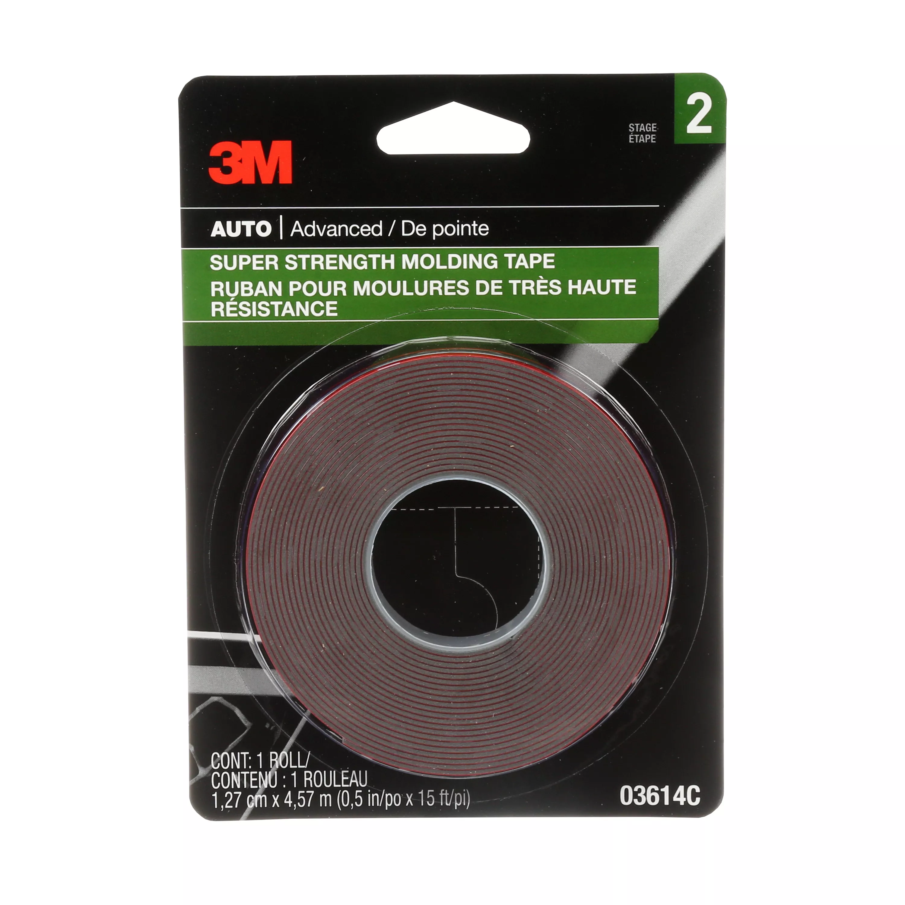 3M™ Super Strength Molding Tape 3614, 1/2 in x 15 ft, 24 per case