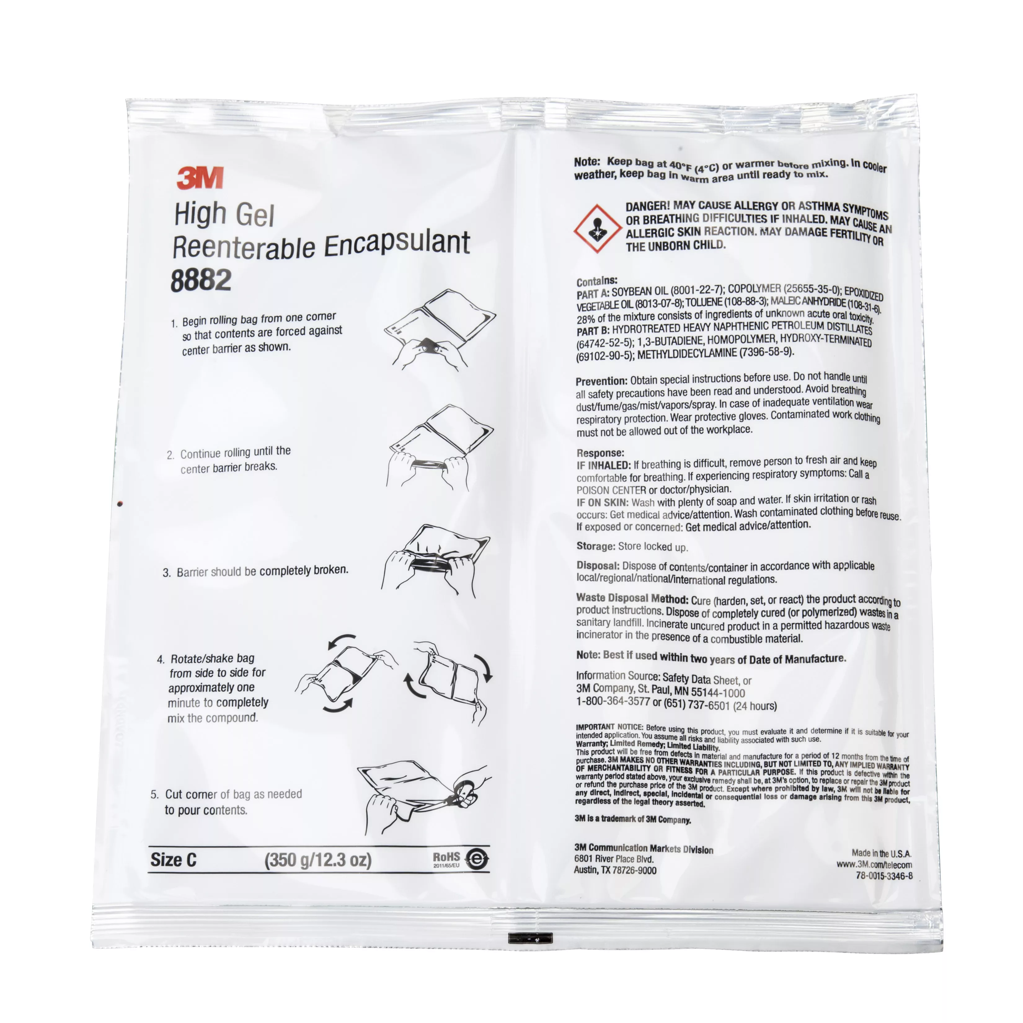 8882-SIZE C 350GM/12.3OZ HIGH GEL REENTERABLE ENCAPSULANT