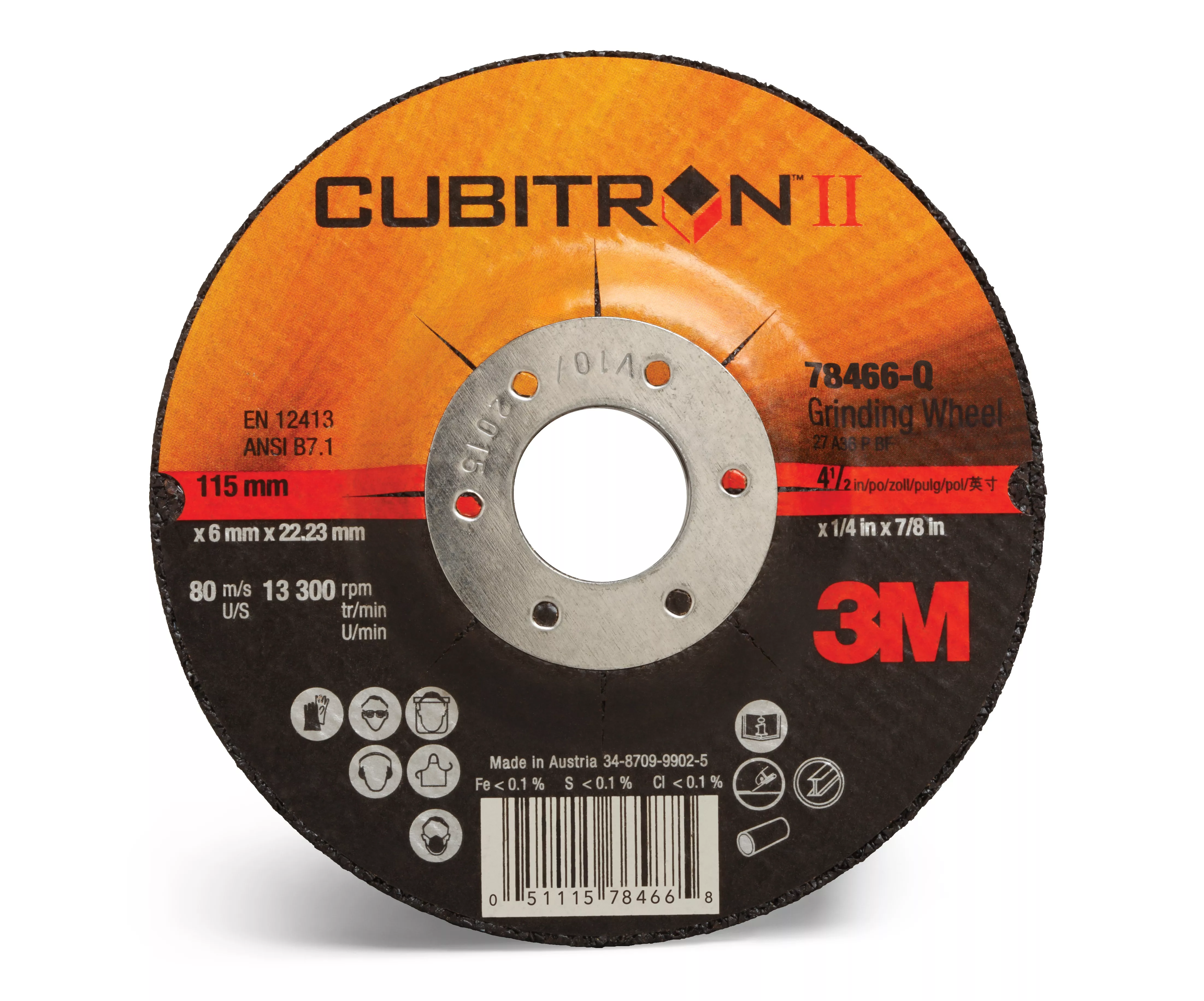 SKU 7100086894 | 3M™ Cubitron™ II Depressed Center Grinding Wheel