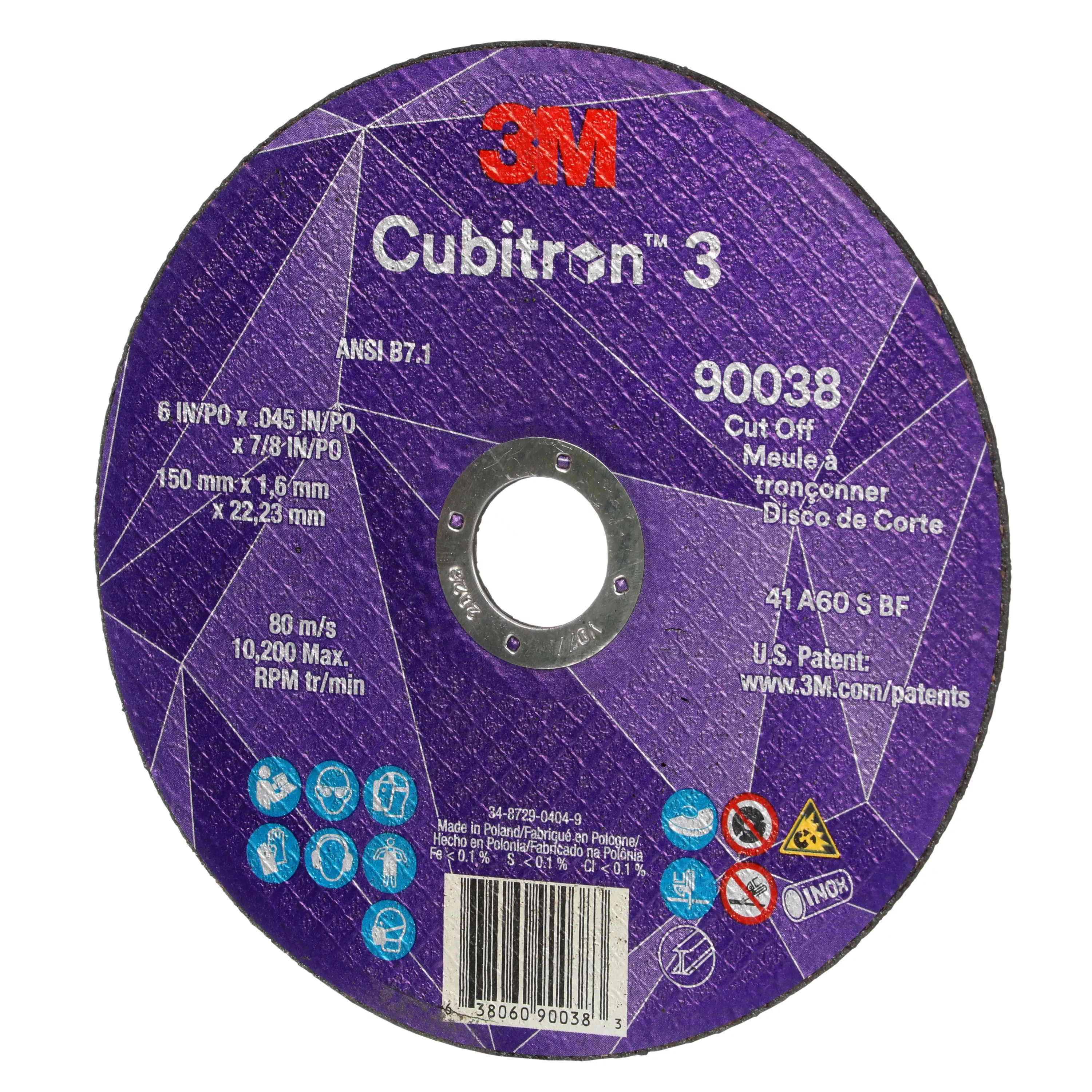 Product Number 90038 | 3M™ Cubitron™ 3 Cut-Off Wheel