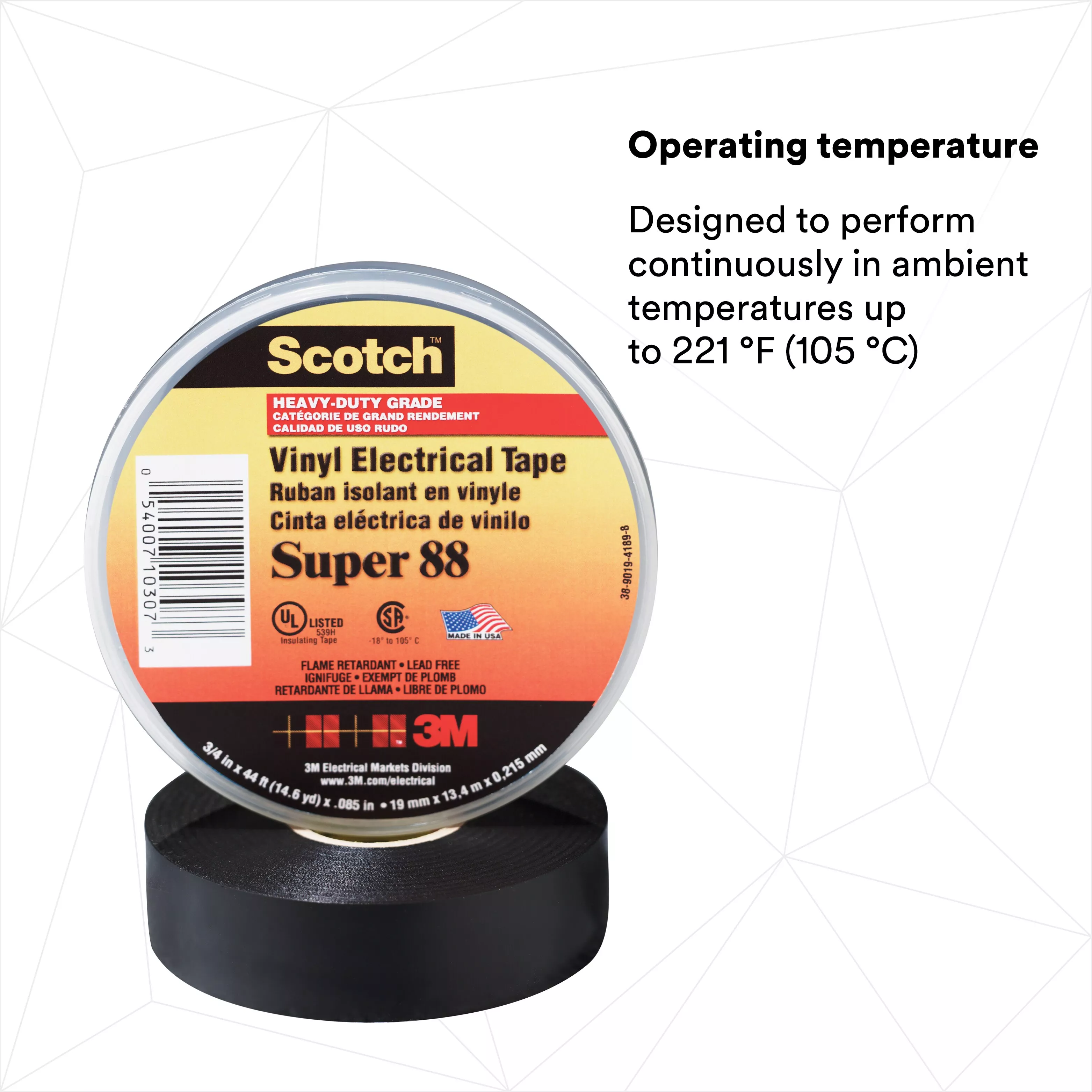 SKU 7000031579 | Scotch® Vinyl Electrical Tape Super 88