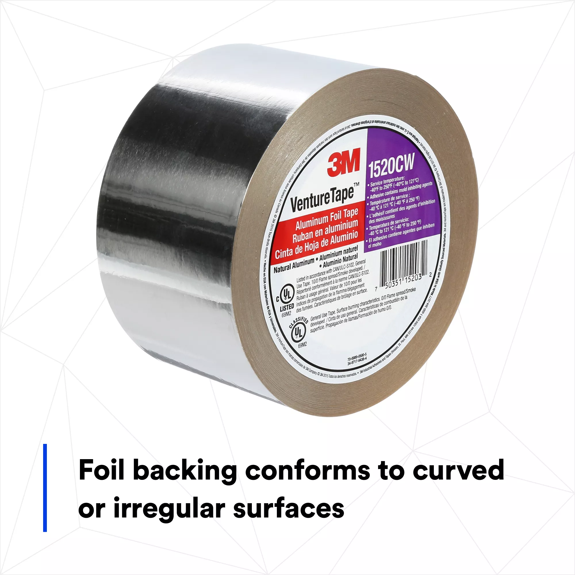 SKU 7100043962 | 3M™ Venture Tape™ Aluminum Foil Tape 1520CW