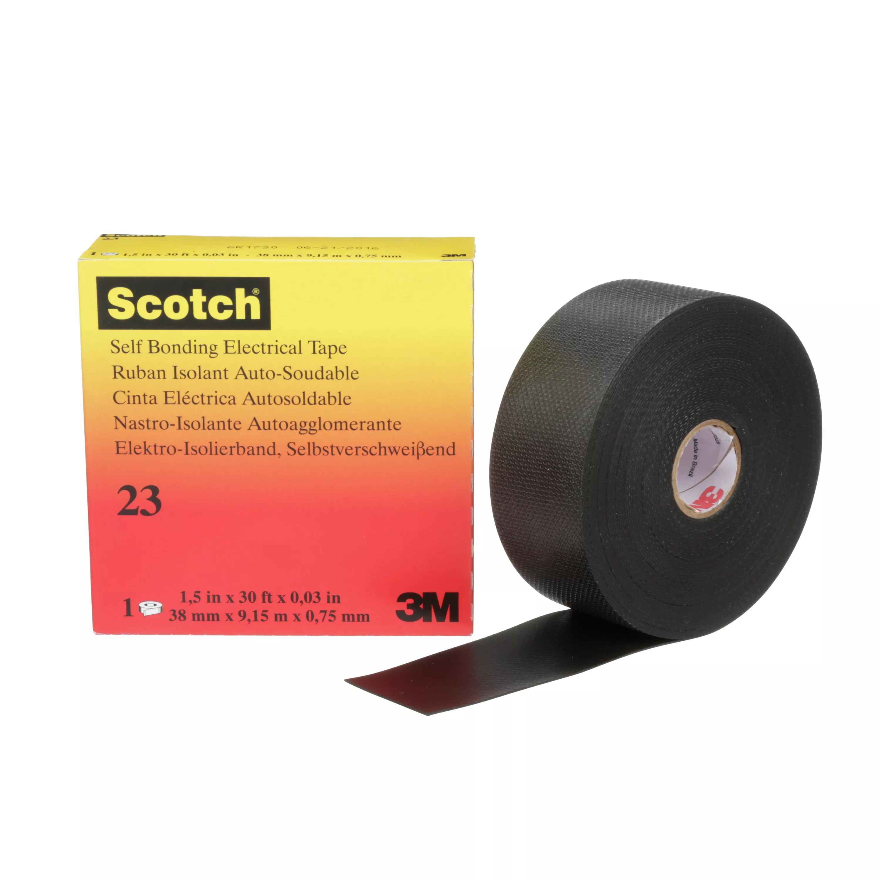 Scotch® Rubber Splicing Tape 23, 1-1/2 in x 30 ft, Black, 1 roll/carton, 20 rolls/Case