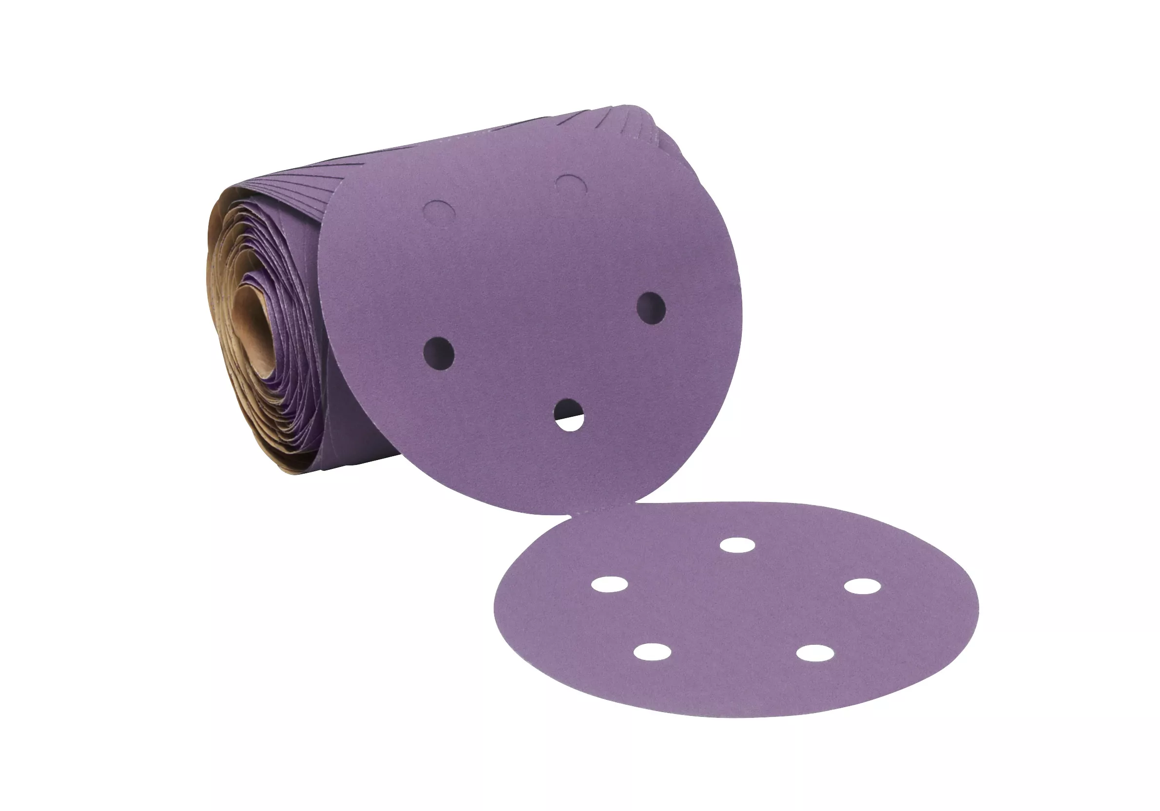 3M™ Cubitron™ II Stikit™ Paper Disc Roll 732U, 80+ C-weight, 5 in x NH, D/F 5HL, Die 500FH, 100 Discs/Roll, 4 Rolls/Case