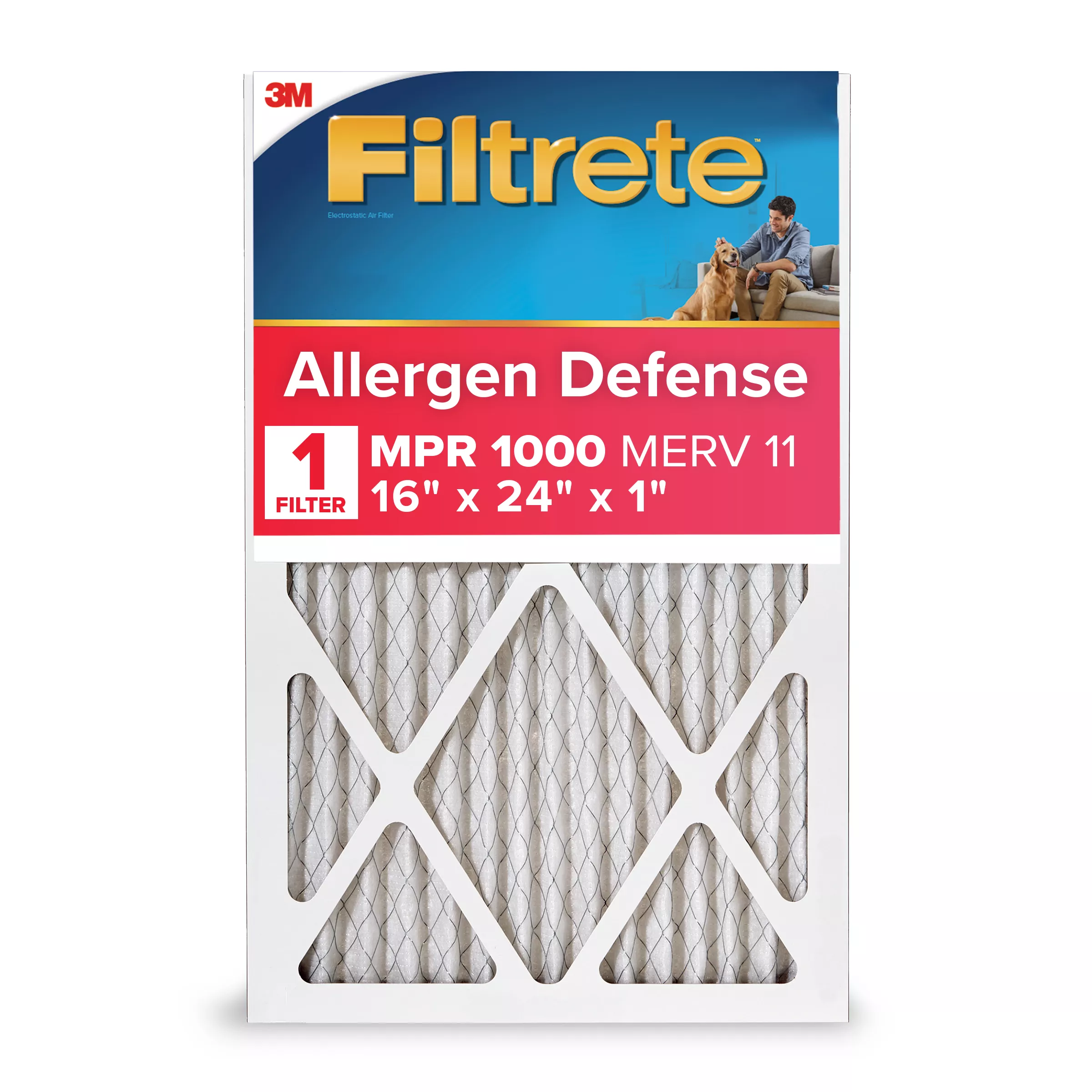 Filtrete™ Electrostatic Air Filter, 1000 MPR, 9825-4, 16 in x 24 in x 1 in (40.6 cm x 60.9 cm x 2.5 cm)