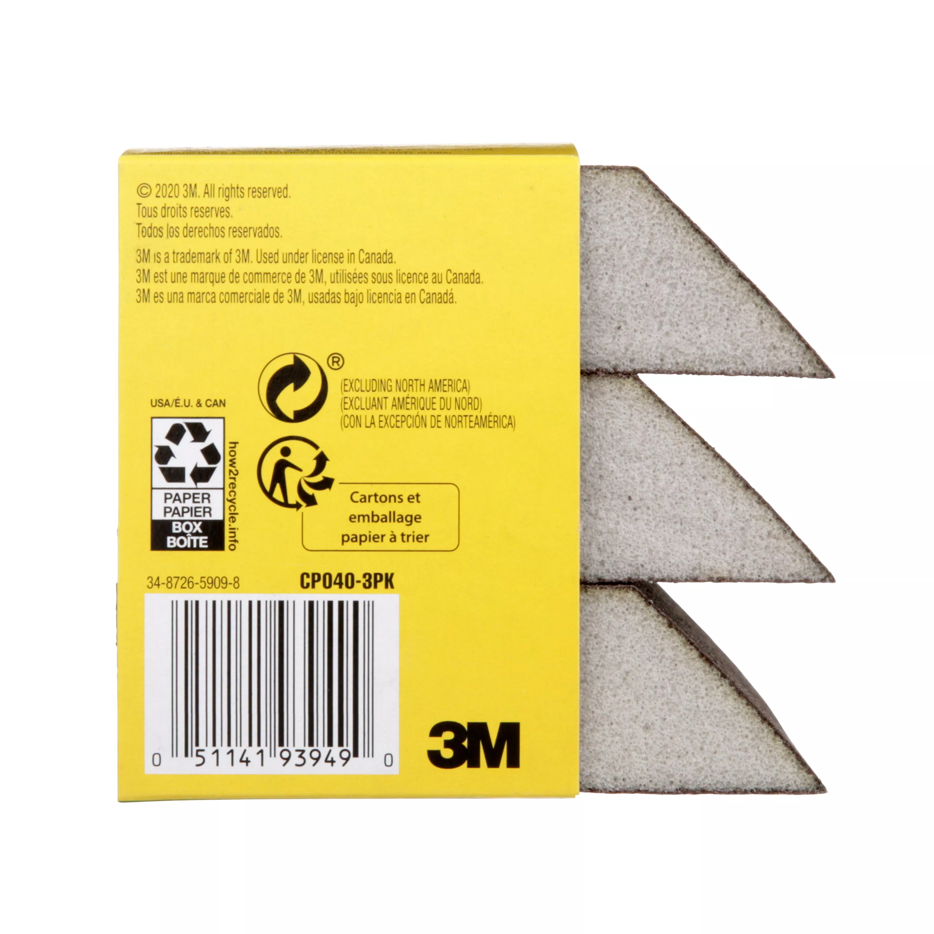 SKU 7100175194 | 3M™ General Purpose Sanding Sponge CP040-3PK