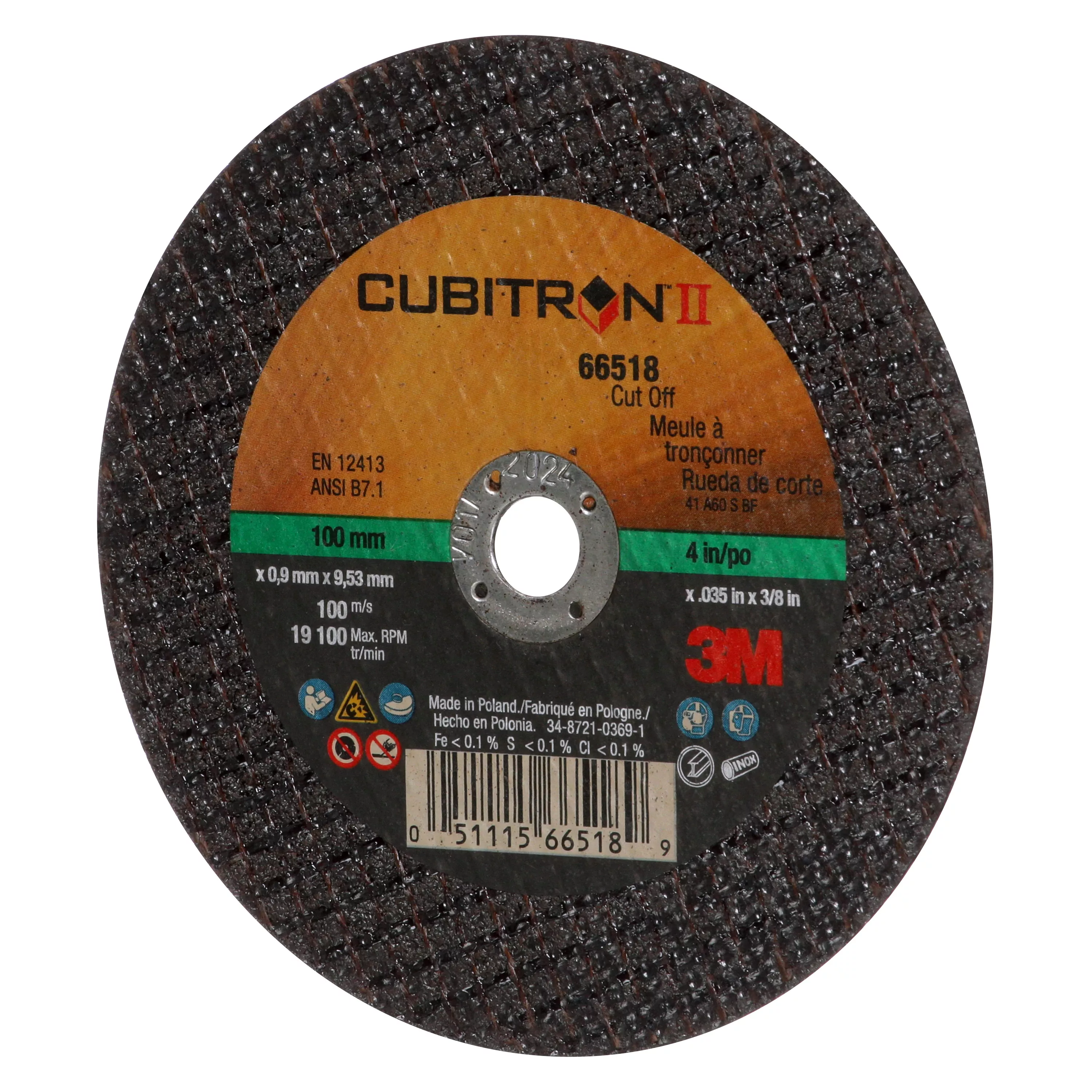 Product Number 66518 | 3M™ Cubitron™ II Cut-Off Wheel