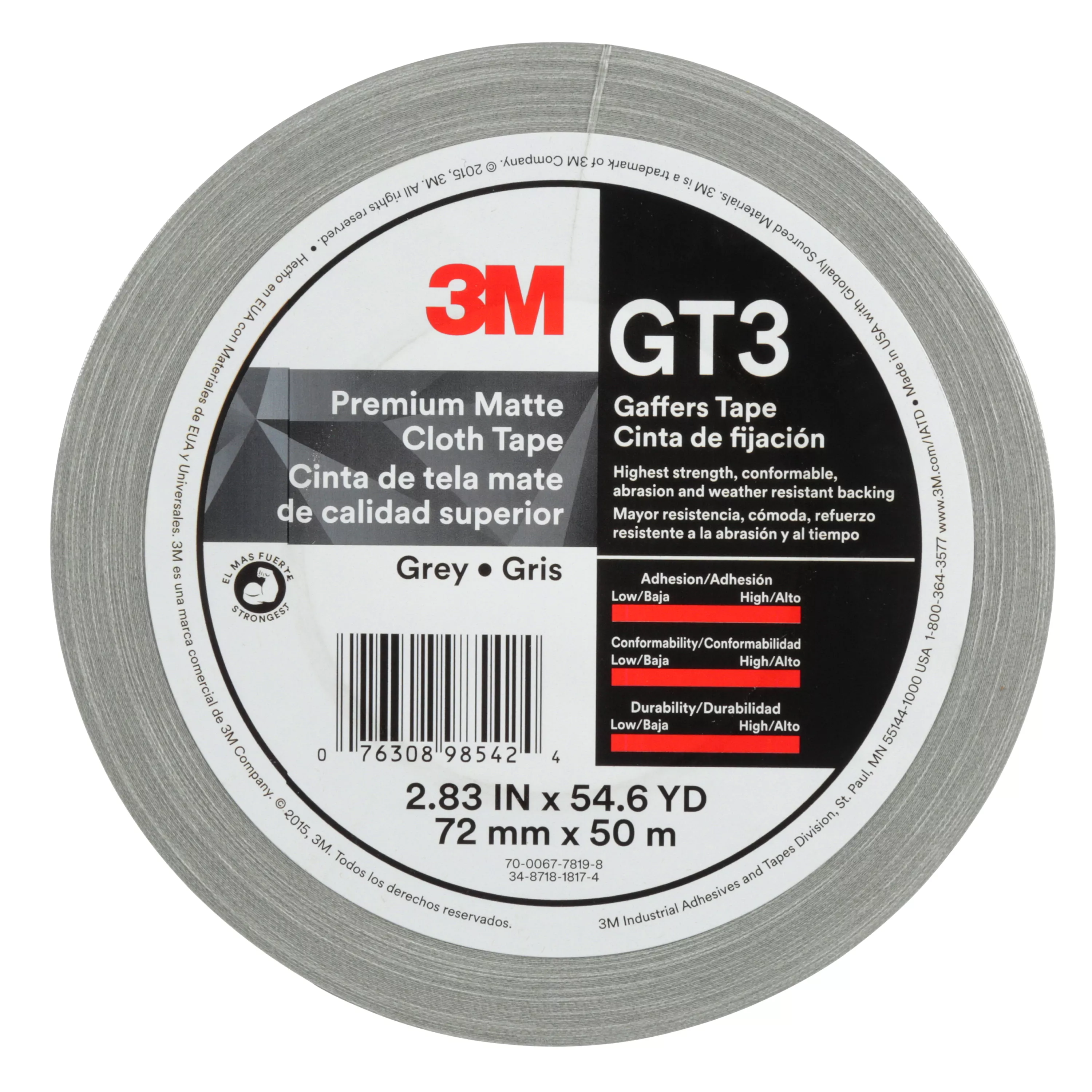 SKU 7010300510 | 3M™ Premium Matte Cloth (Gaffers) Tape GT3