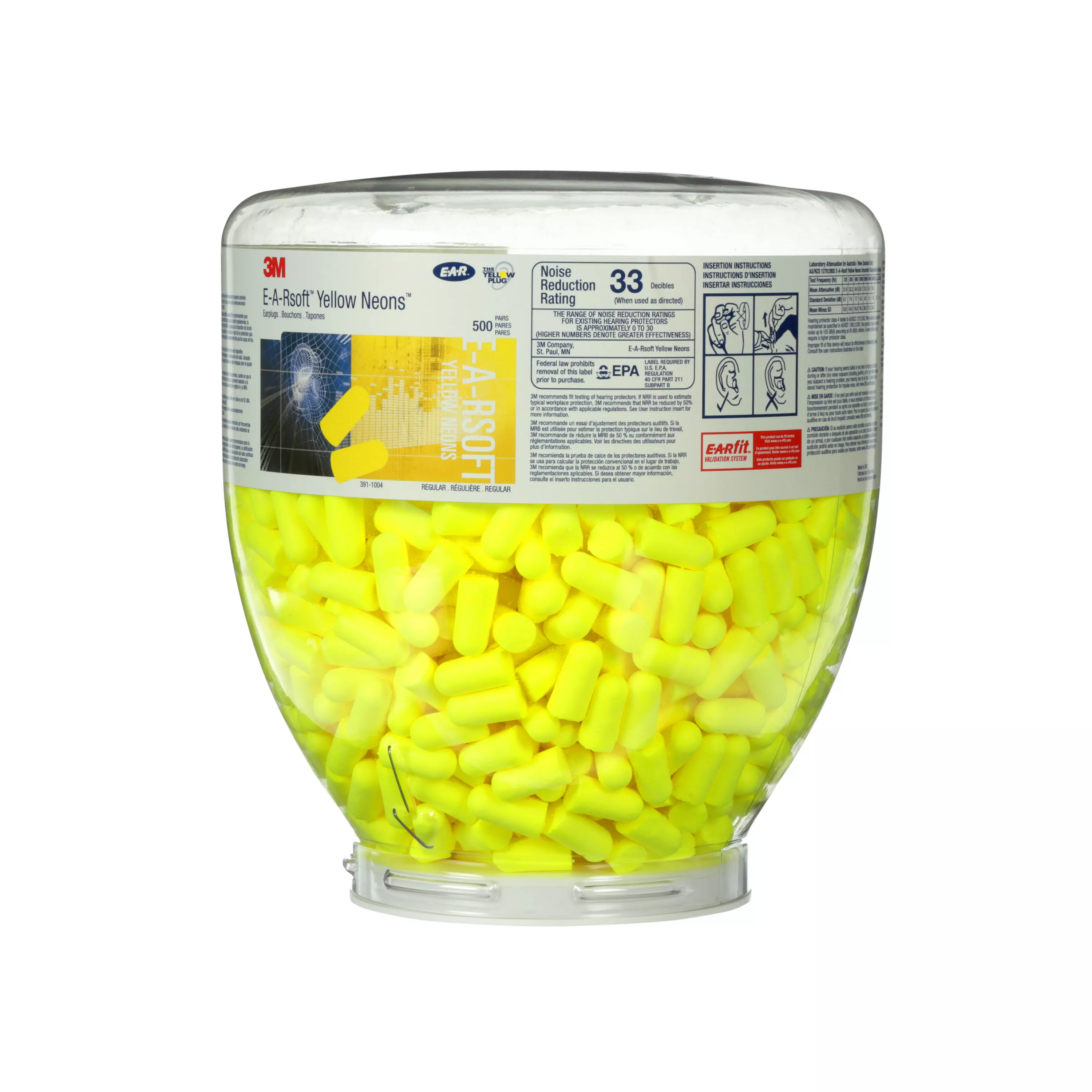 SKU 7000002305 | 3M™ E-A-Rsoft™ Yellow Neons™ One Touch™ Refill Earplugs 391-1004