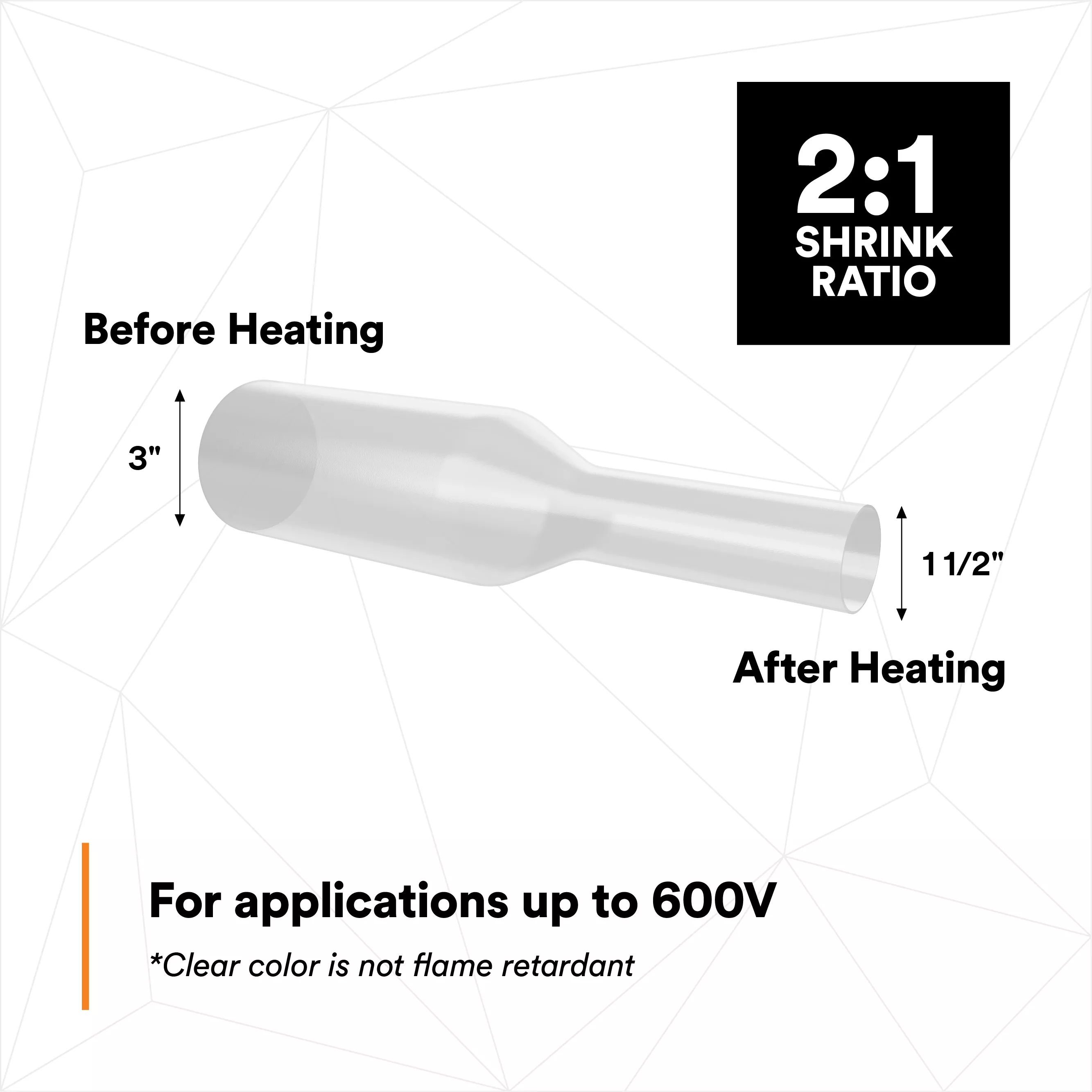 SKU 7100025152 | 3M™ Heat Shrink Thin-Wall Tubing FP-301-3-Clear-50'