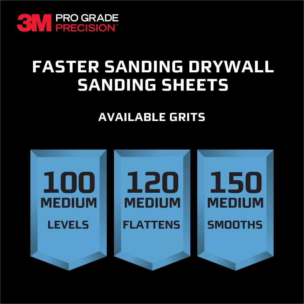 SKU 7100156105 | 3M™ Pro Grade Precision™ Faster Sanding Drywall Sanding Sheets 120 grit