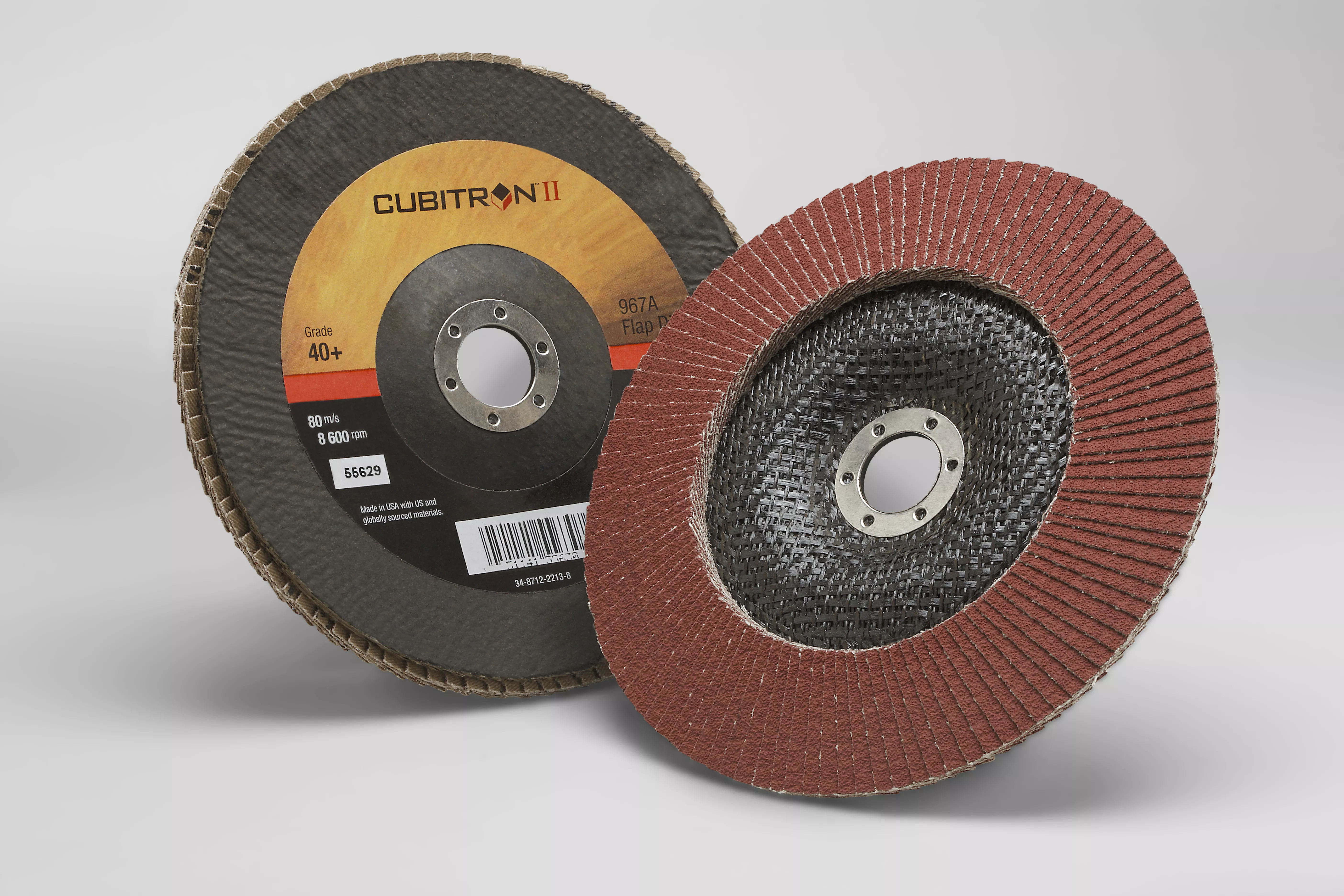 3M™ Cubitron™ II Flap Disc 967A, 40+, T29, 7 in x 7/8 in, 5 ea/Case