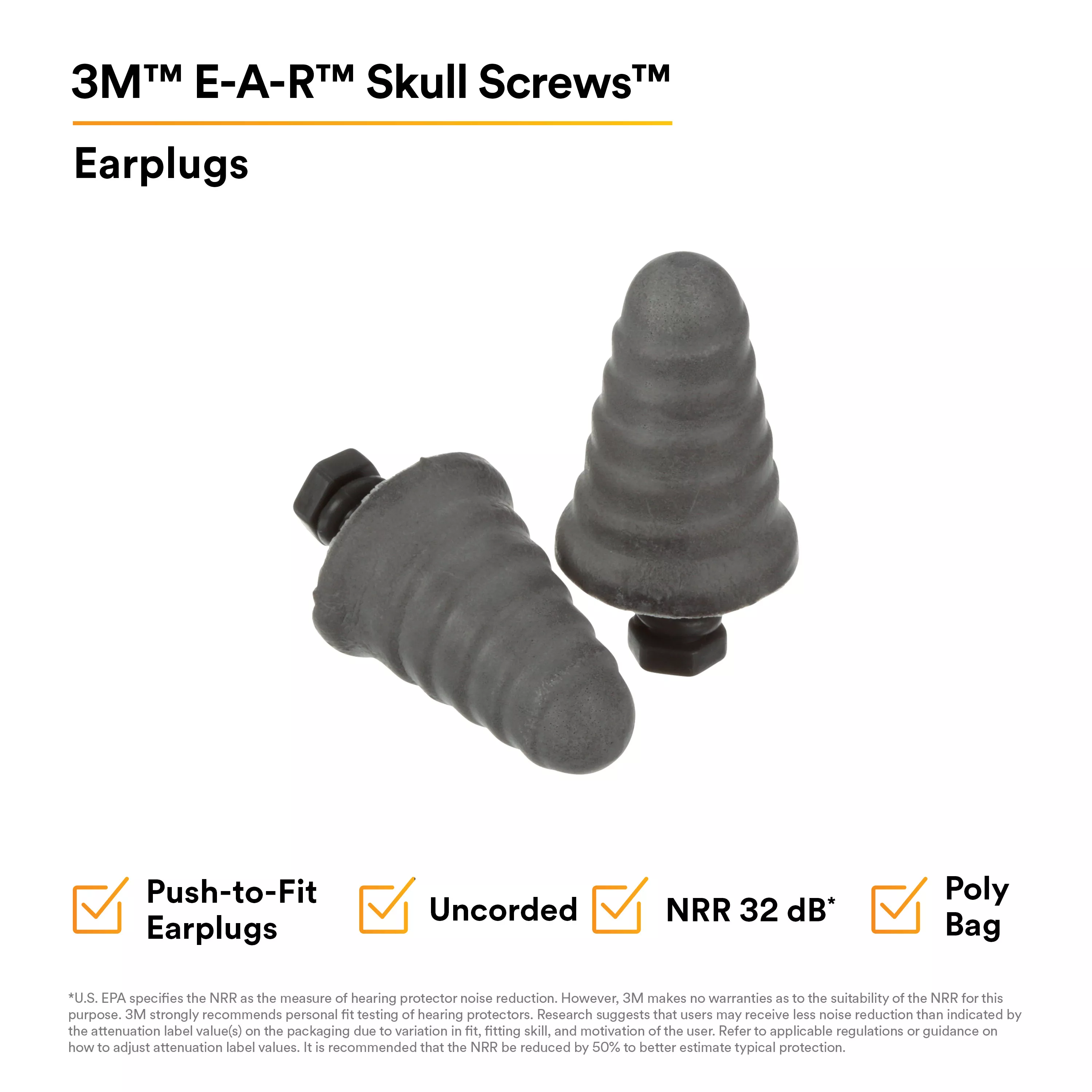 SKU 7000127182 | 3M™ E-A-R™ Skull Screws™ Earplugs P1300