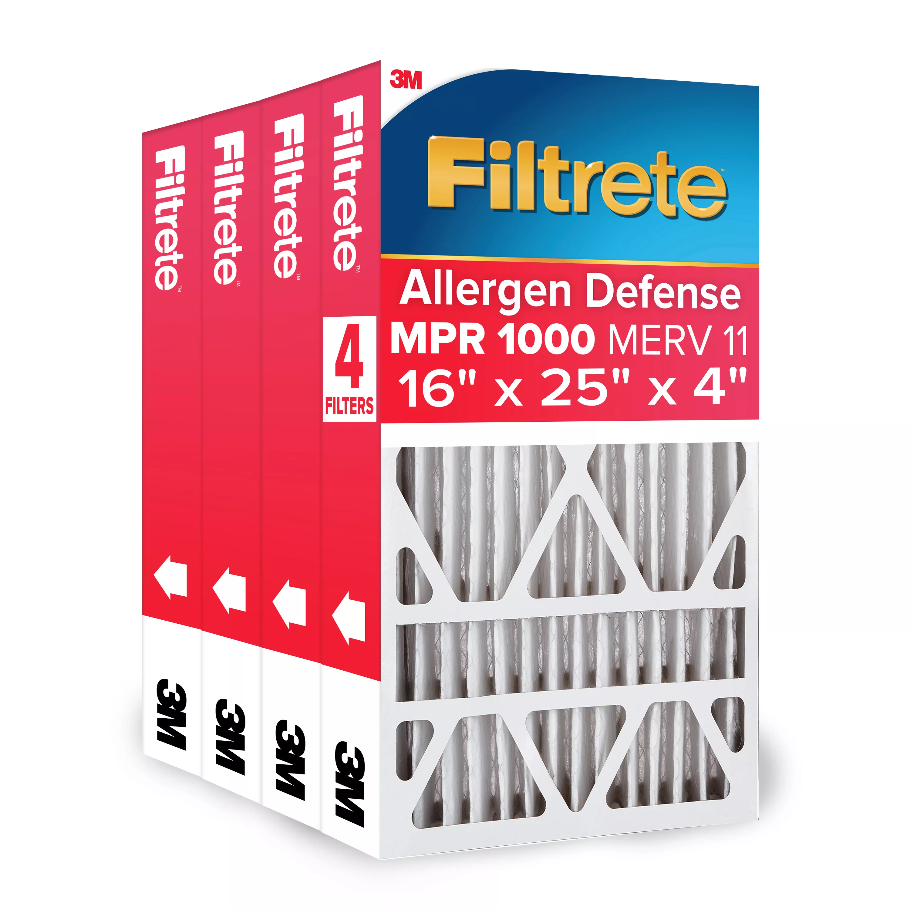 Filtrete™ Allergen Reduction Deep Pleat Filter NADP01-4IN-4, 16 in x 25 in x 4 in, 1/Pack, 4 eaches/case