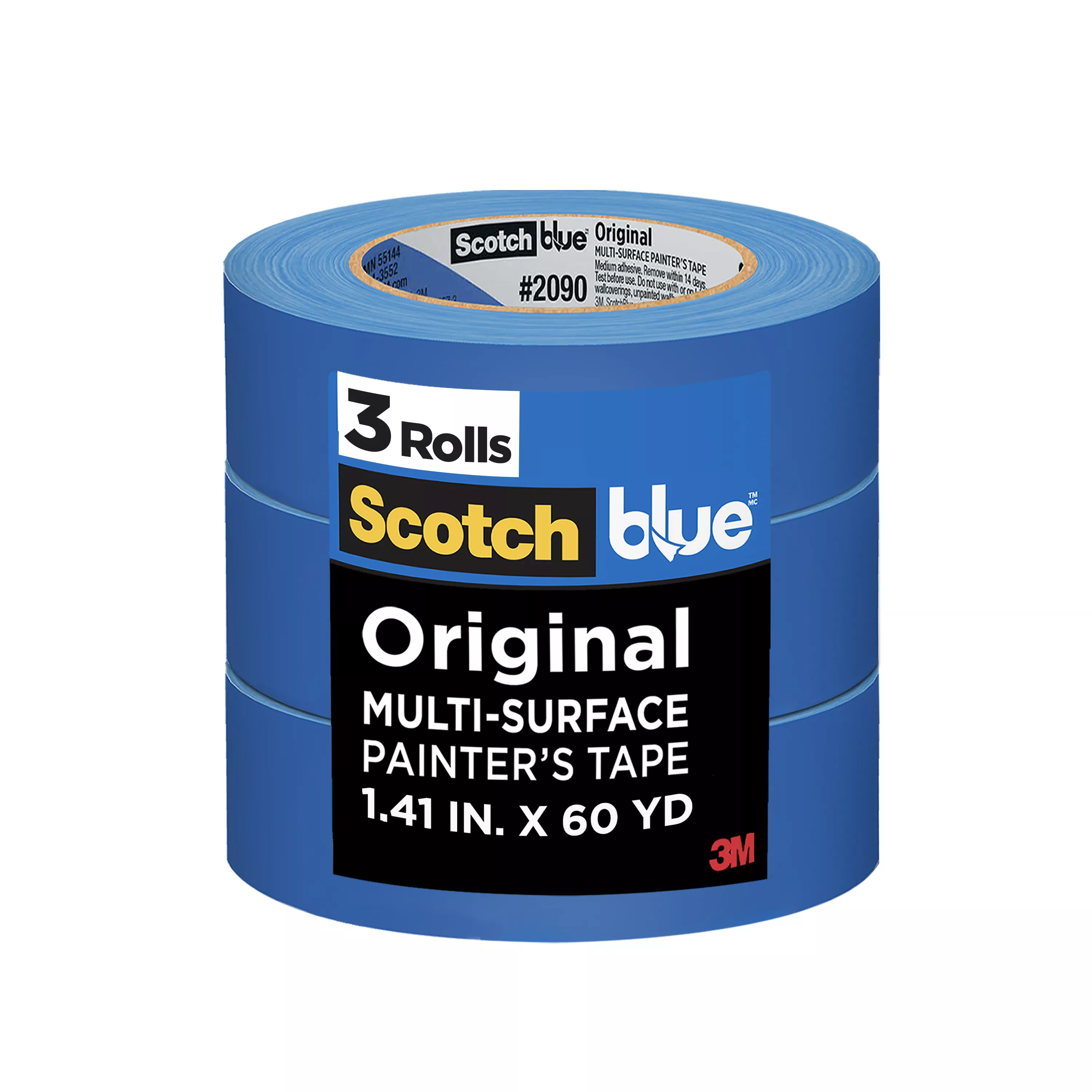 ScotchBlue™ Original Painter's Tape 2090-36AP3, 1.41 in x 60 yd (36mm x
54,8m), 3 rolls/pack