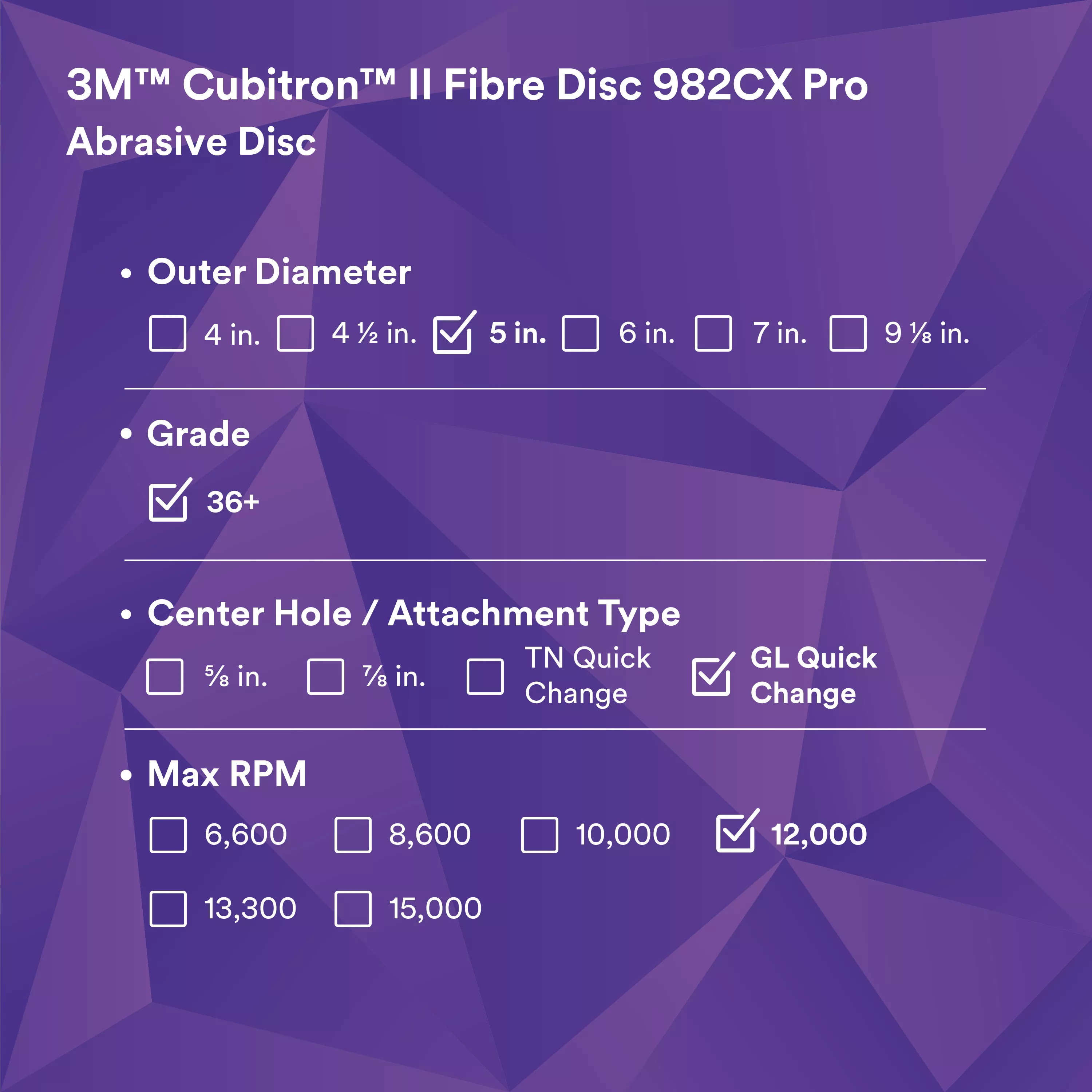 SKU 7100242969 | 3M™ Cubitron™ II Fibre Disc 982CX Pro