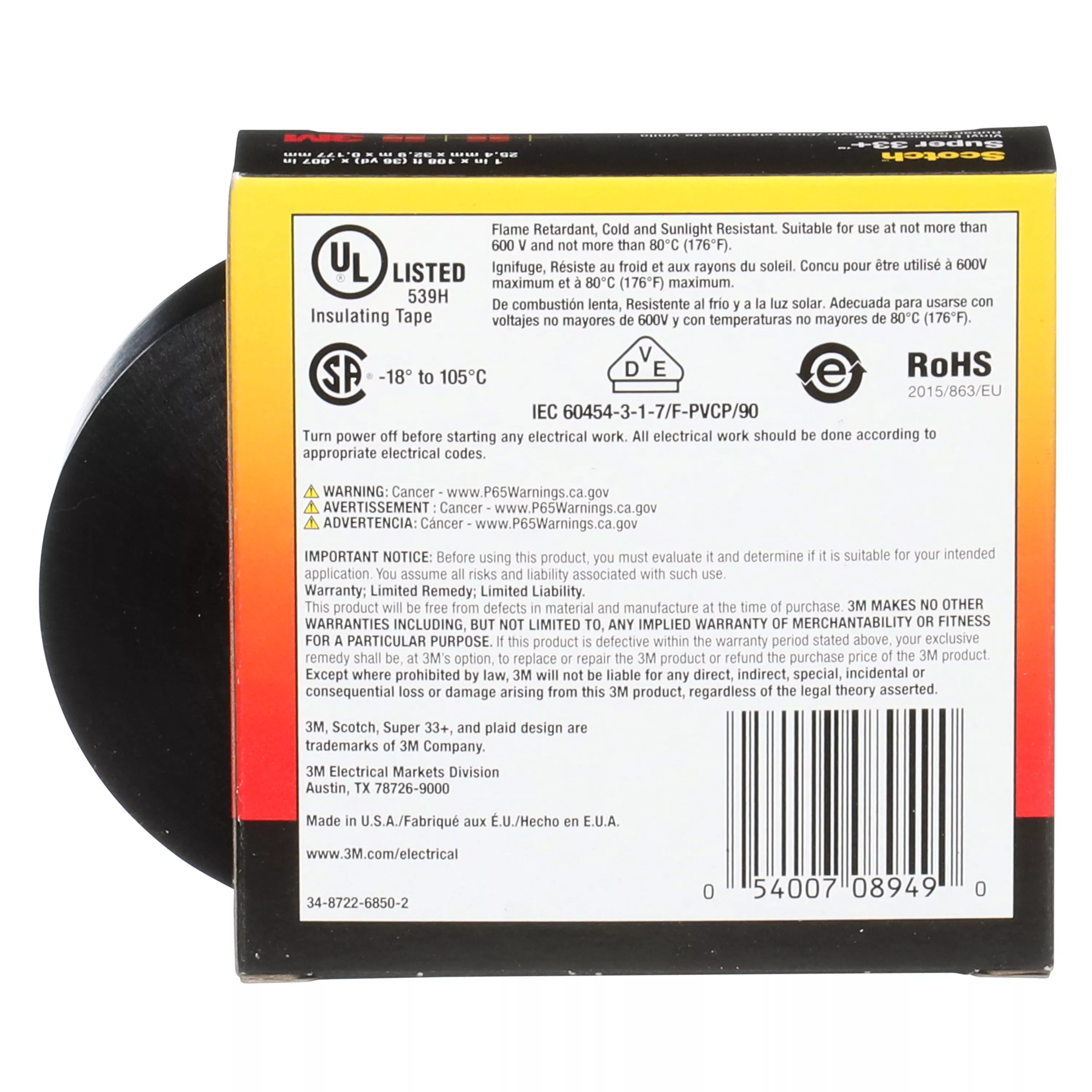 SKU 7000043003 | Scotch® Super 33+ Vinyl Electrical Tape