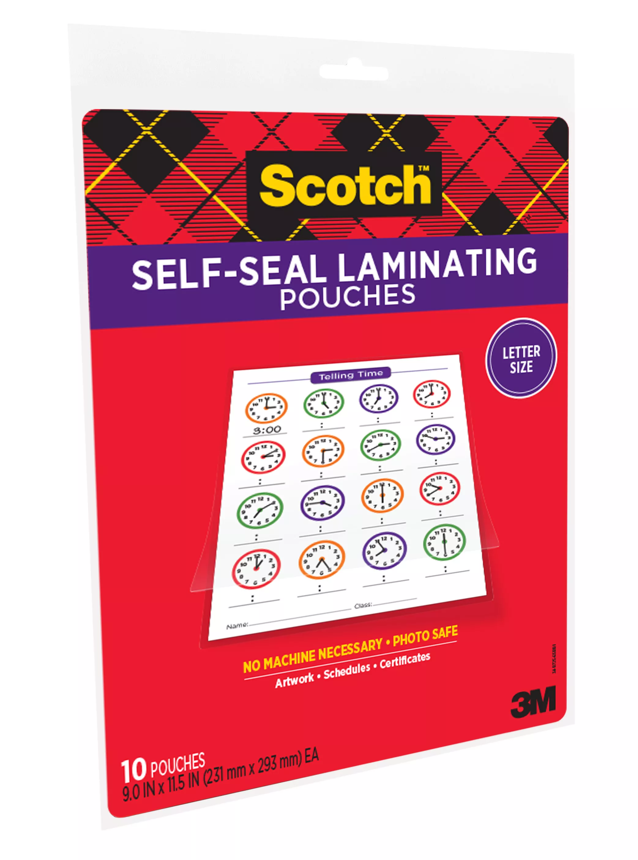 SKU 7010369982 | Scotch™ Self-Sealing Laminating Pouches LS854-10G