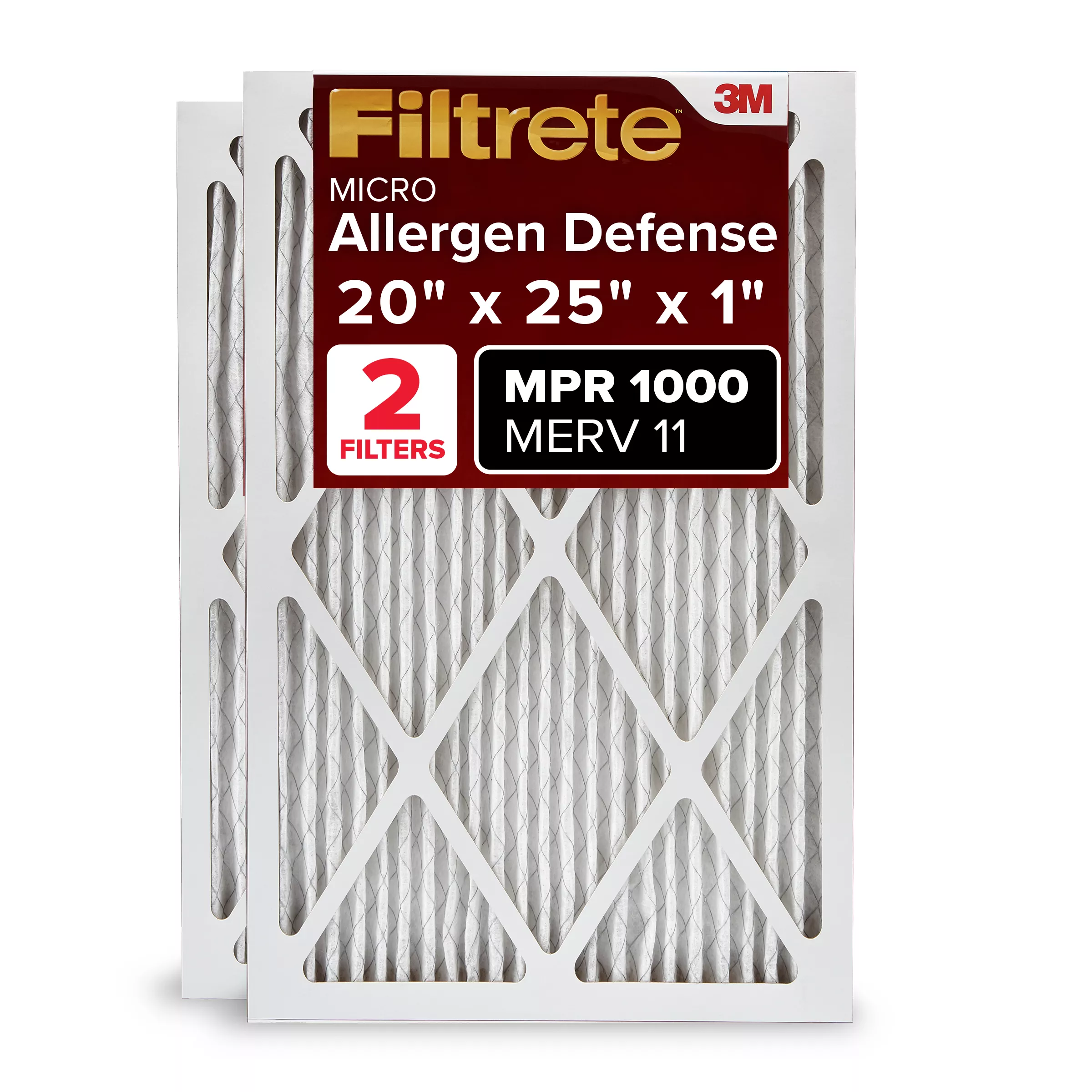 Filtrete™ Allergen Defense Filter AD03-2PK-1E, 20 in x 25 in x 1 in (50.8 cm x 63.5 cm x 2.5 cm) ,