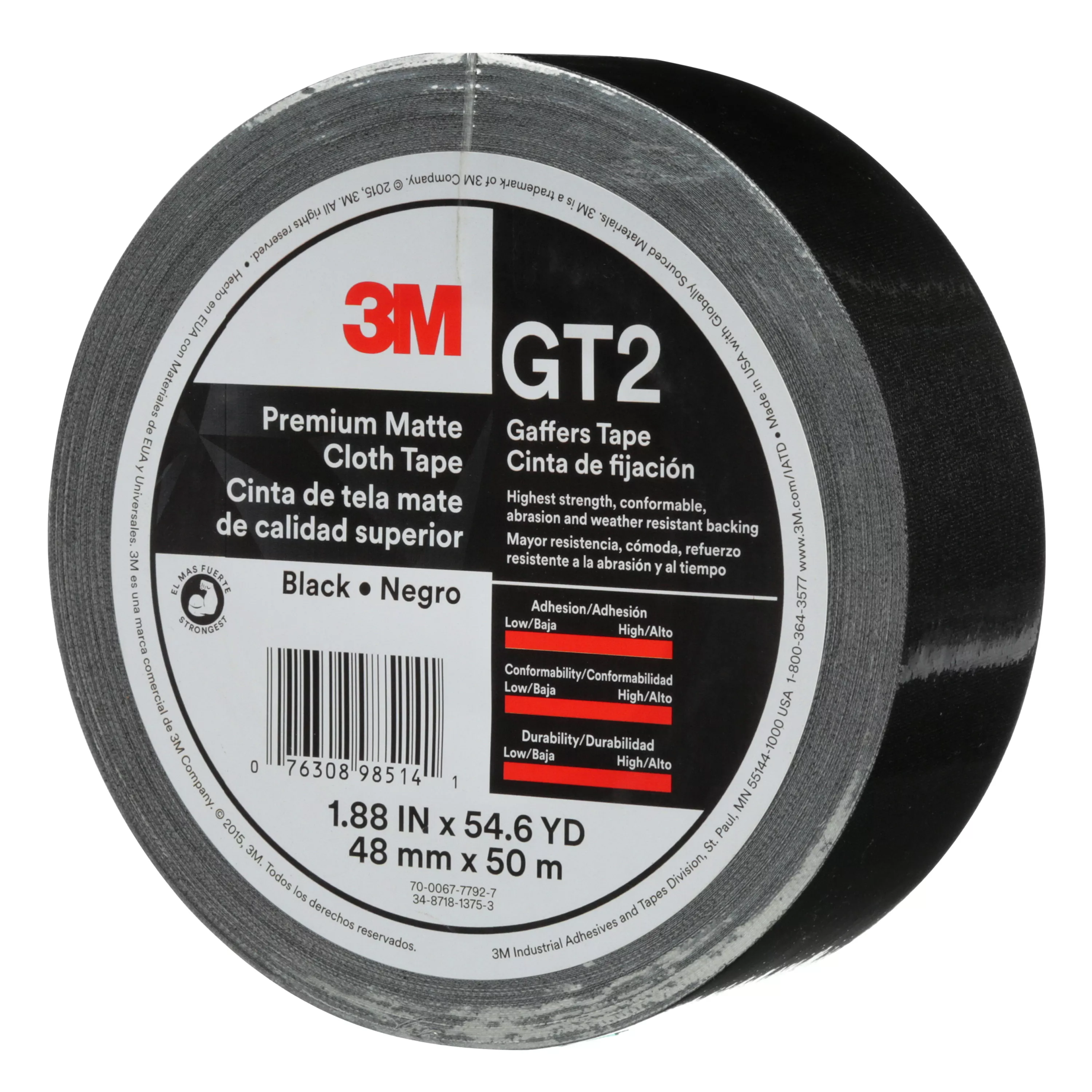 SKU 7010336132 | 3M™ Premium Matte Cloth (Gaffers) Tape GT2