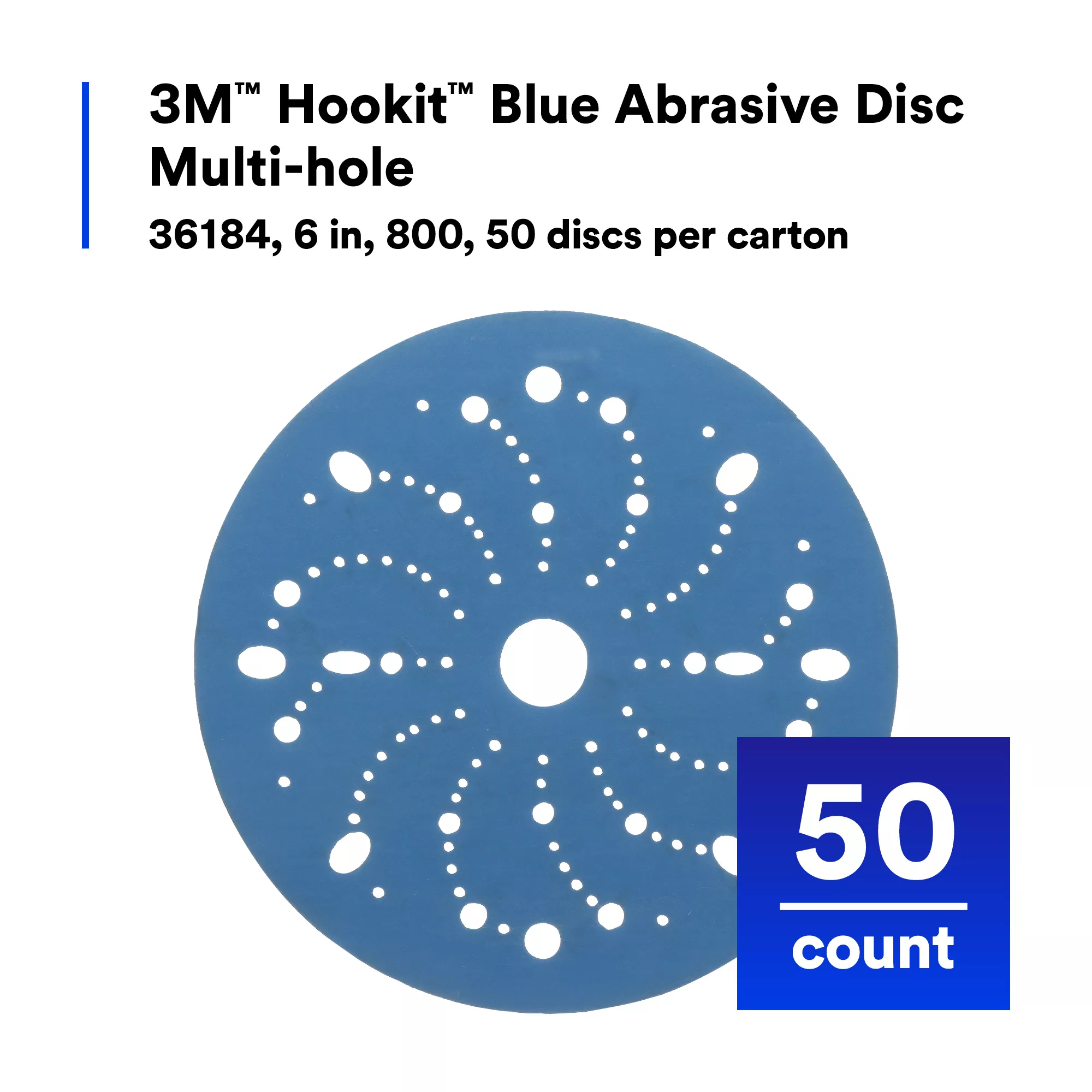 SKU 7100091111 | 3M™ Hookit™ Blue Abrasive Disc 321U Multi-hole