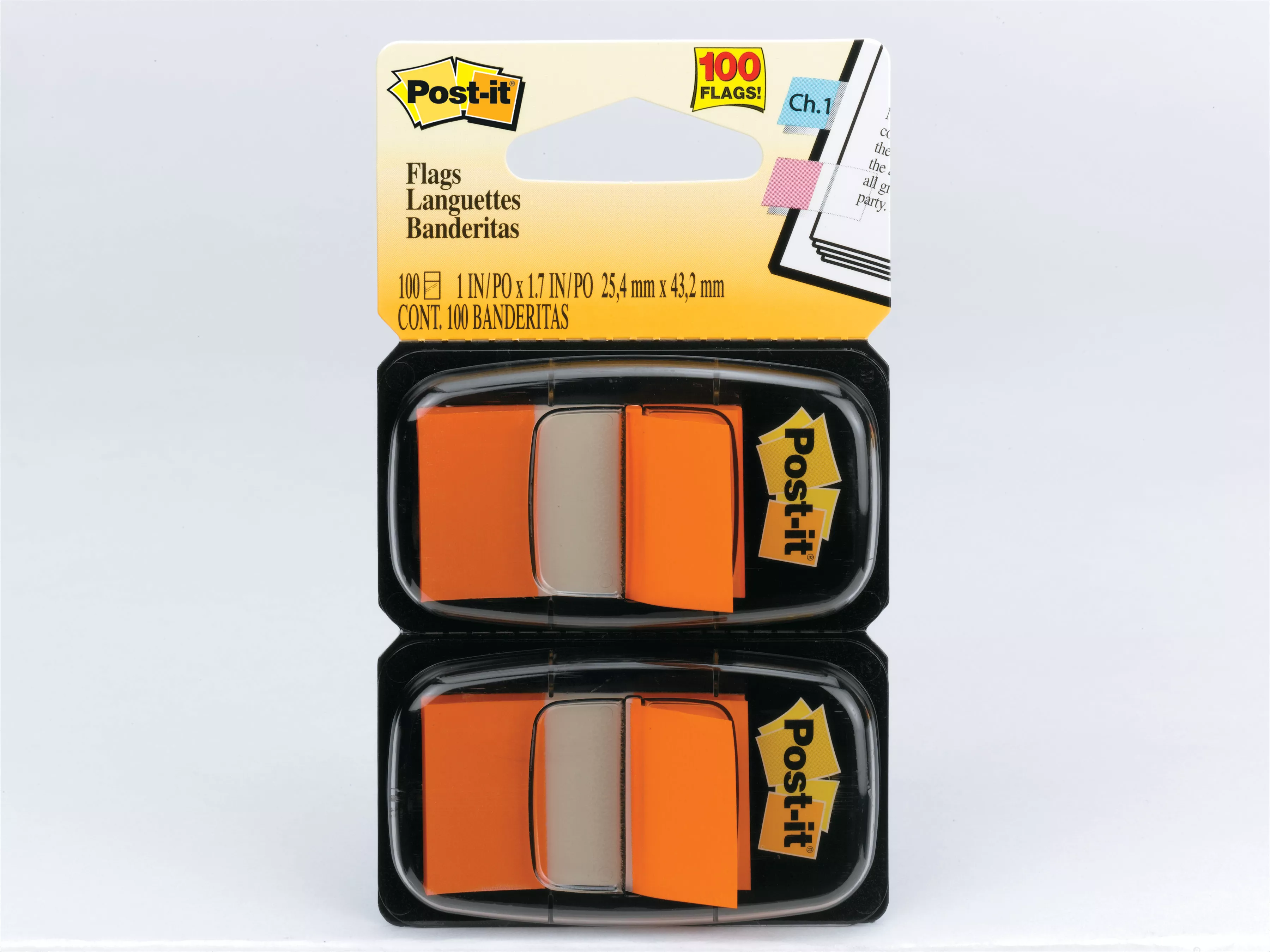 Post-it® Flags 680-OE2, 1 in. x 1.7 in. (2.54 cm x 4.31 cm) Orange, 2-pk