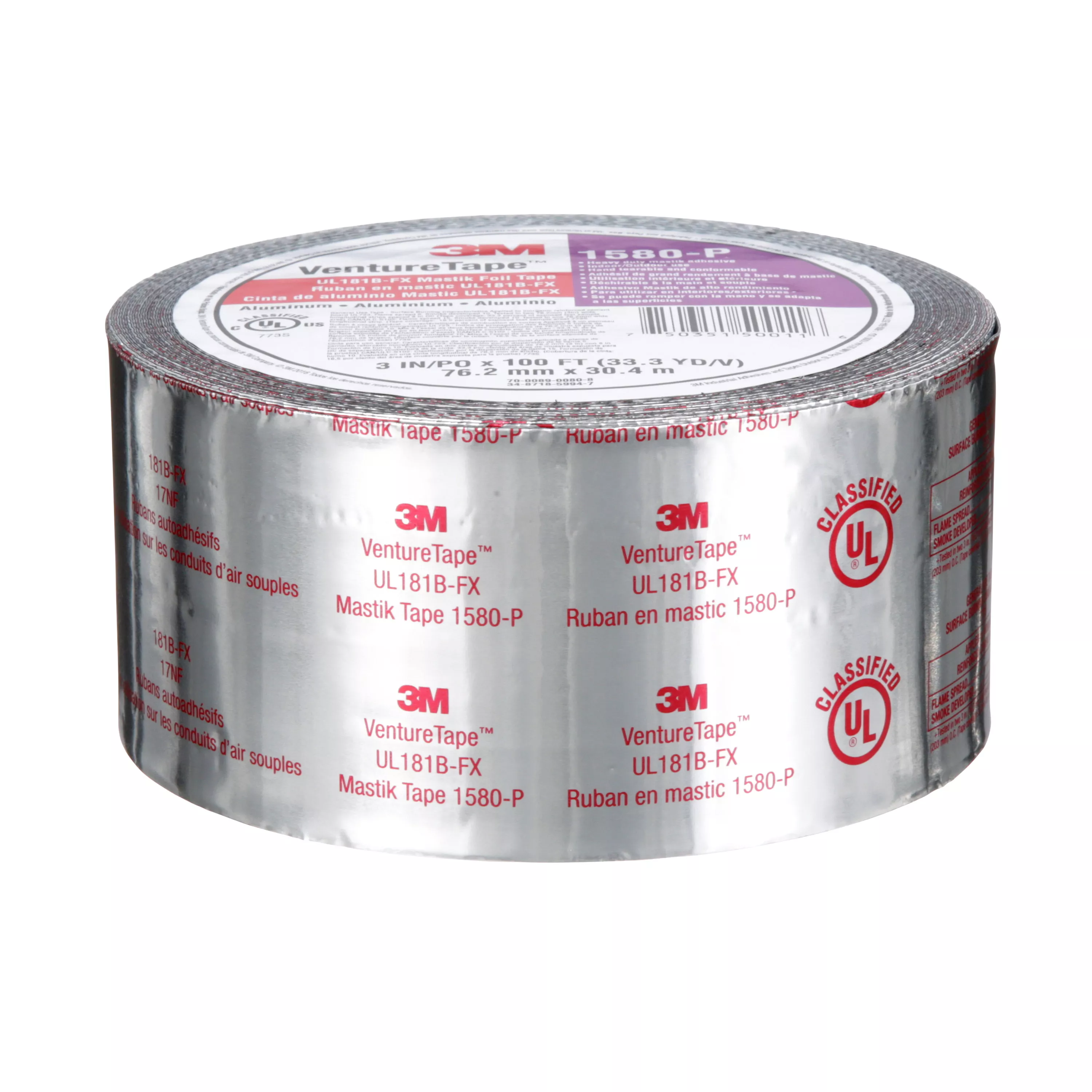 SKU 7100043954 | 3M™ Venture Tape™ UL181B-FX Mastik Foil Tape 1580-P