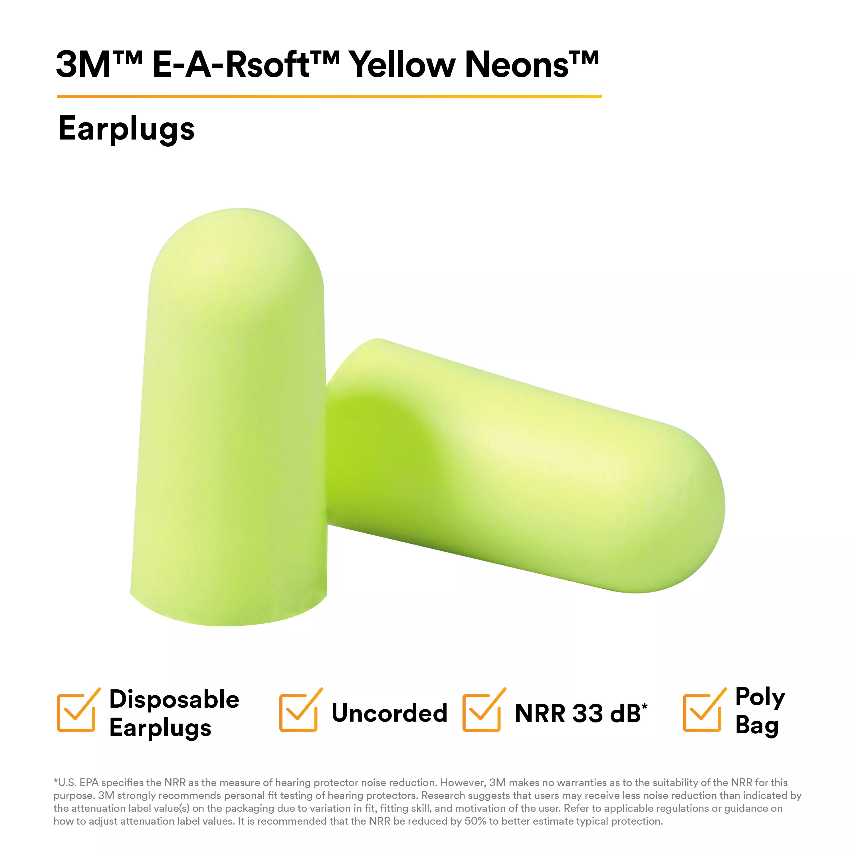 UPC 10080529120639 | 3M™ E-A-Rsoft™ Yellow Neons™ Earplugs 312-1250