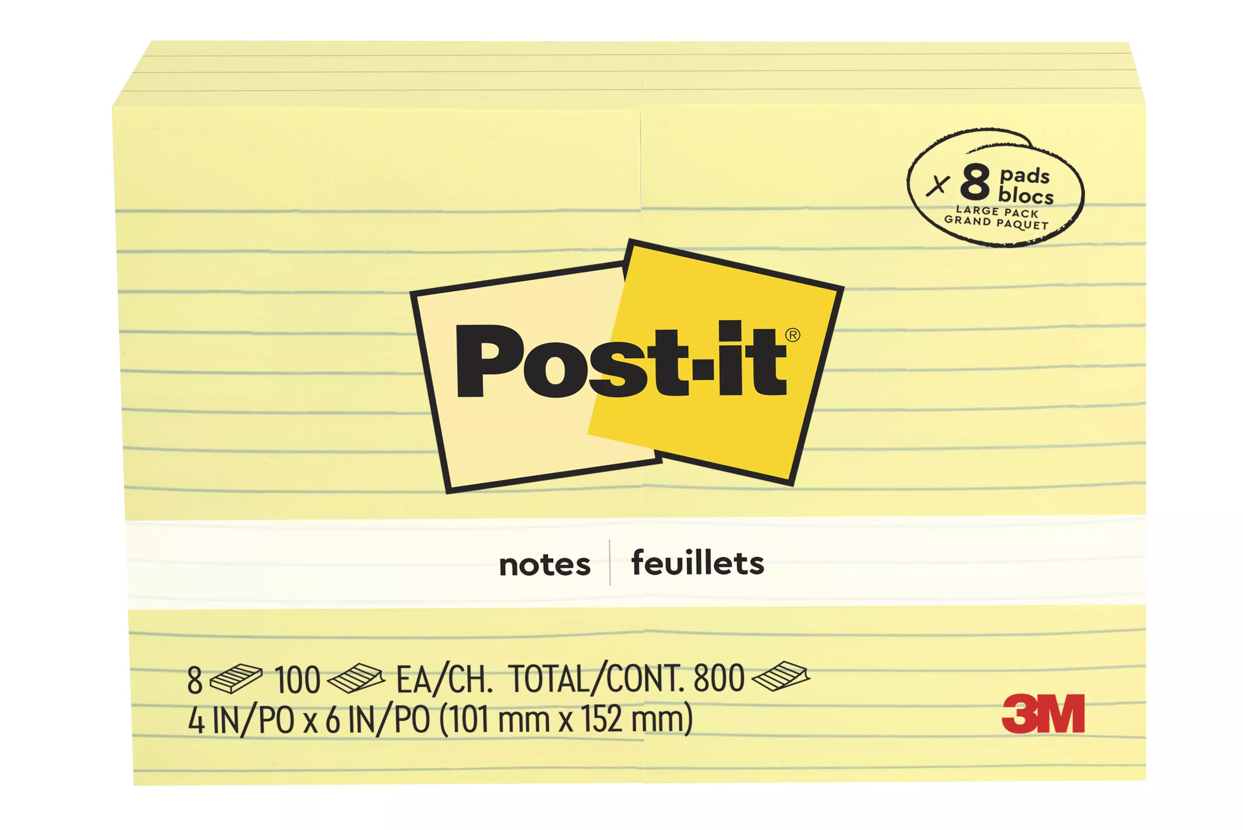 Post-it® Notes 660-8PK, 4 in x 6 in (101 mm x 152 mm), Lined