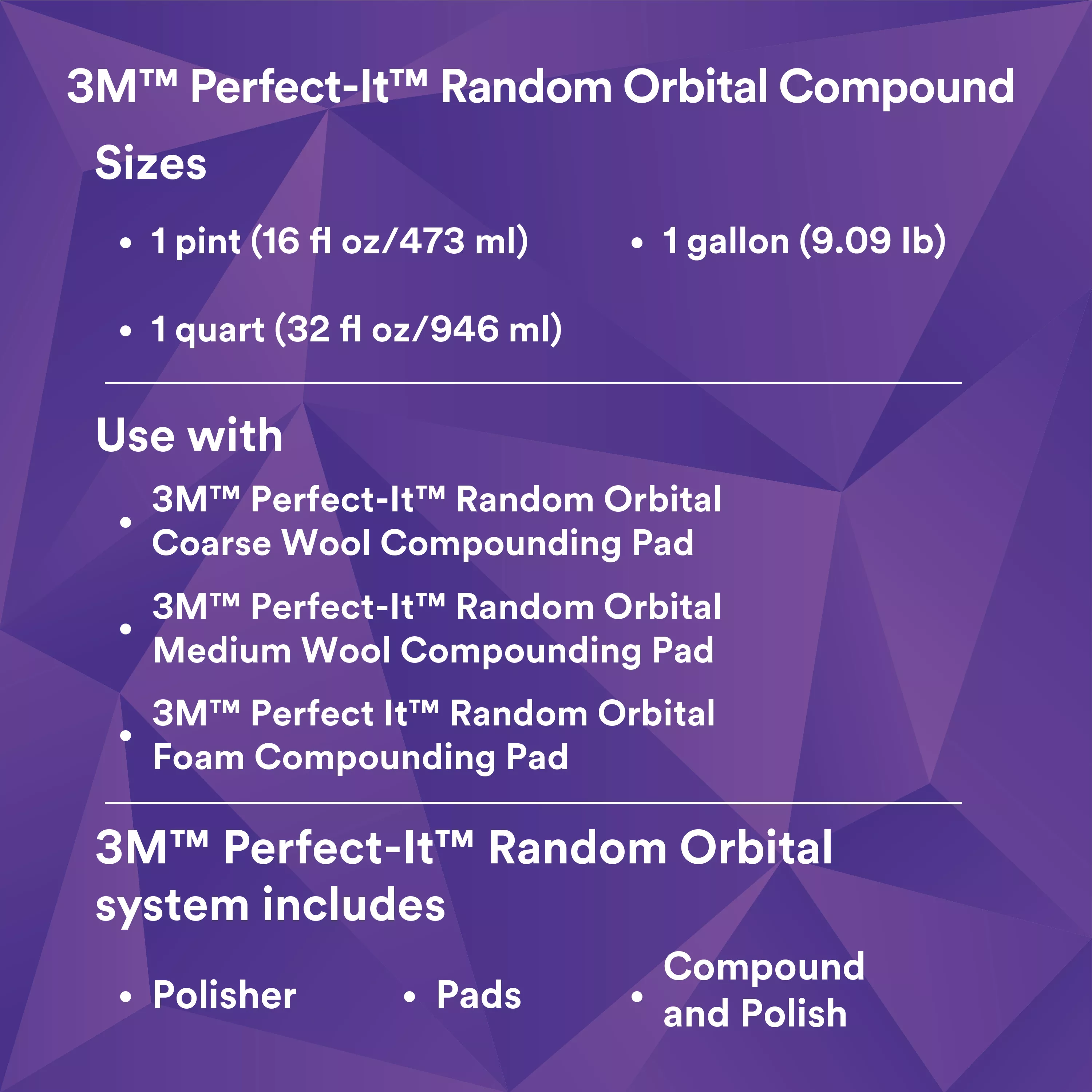 SKU 7100269848 | 3M™ Perfect-It™ Random Orbital Compound 34132