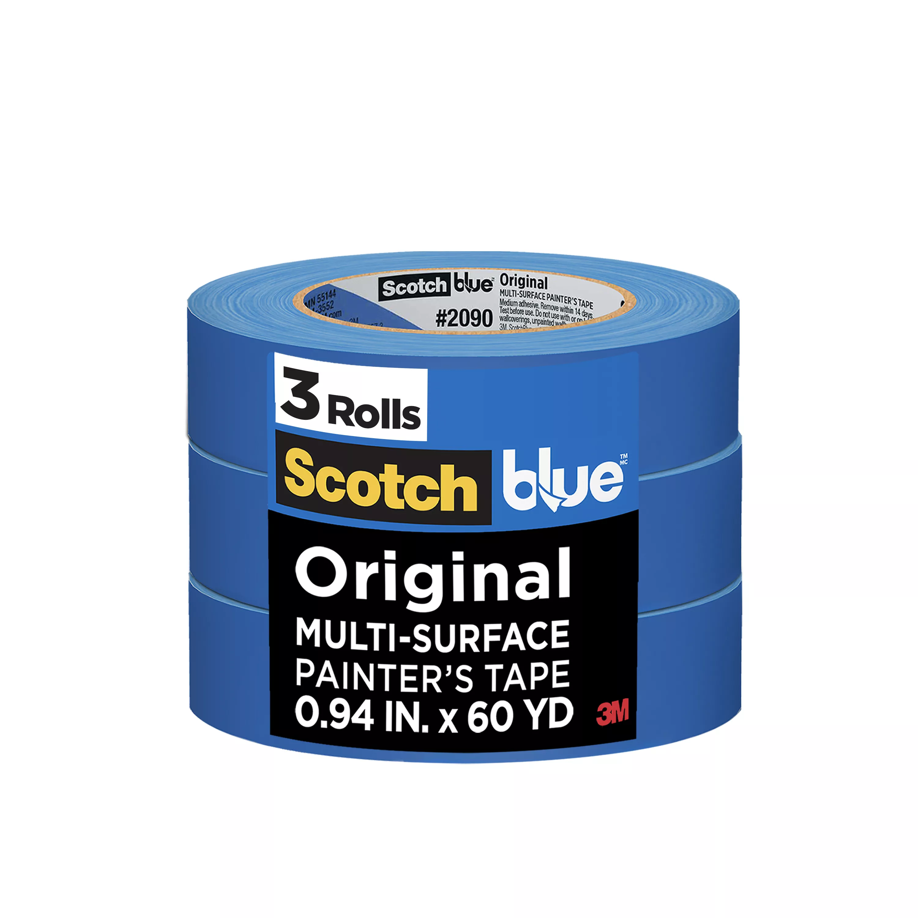 ScotchBlue™ Original Painter's Tape 2090-24EC3, 0.94 in x 60 yd (24mm x 54,8m), 3 rolls/pack