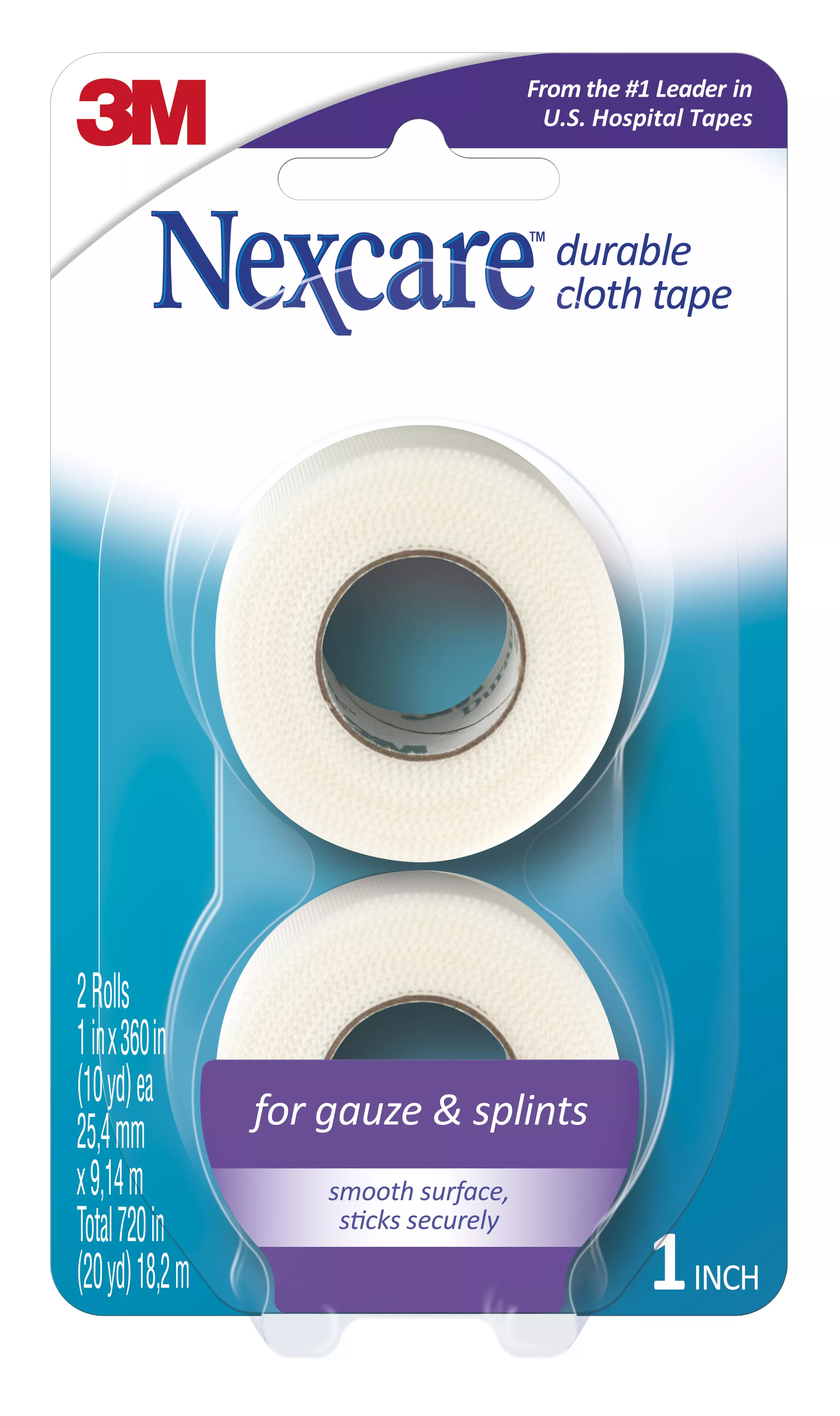 Nexcare™ Durable Cloth First Aid Tape, 791-2PK-CA, 1 in x 360 in