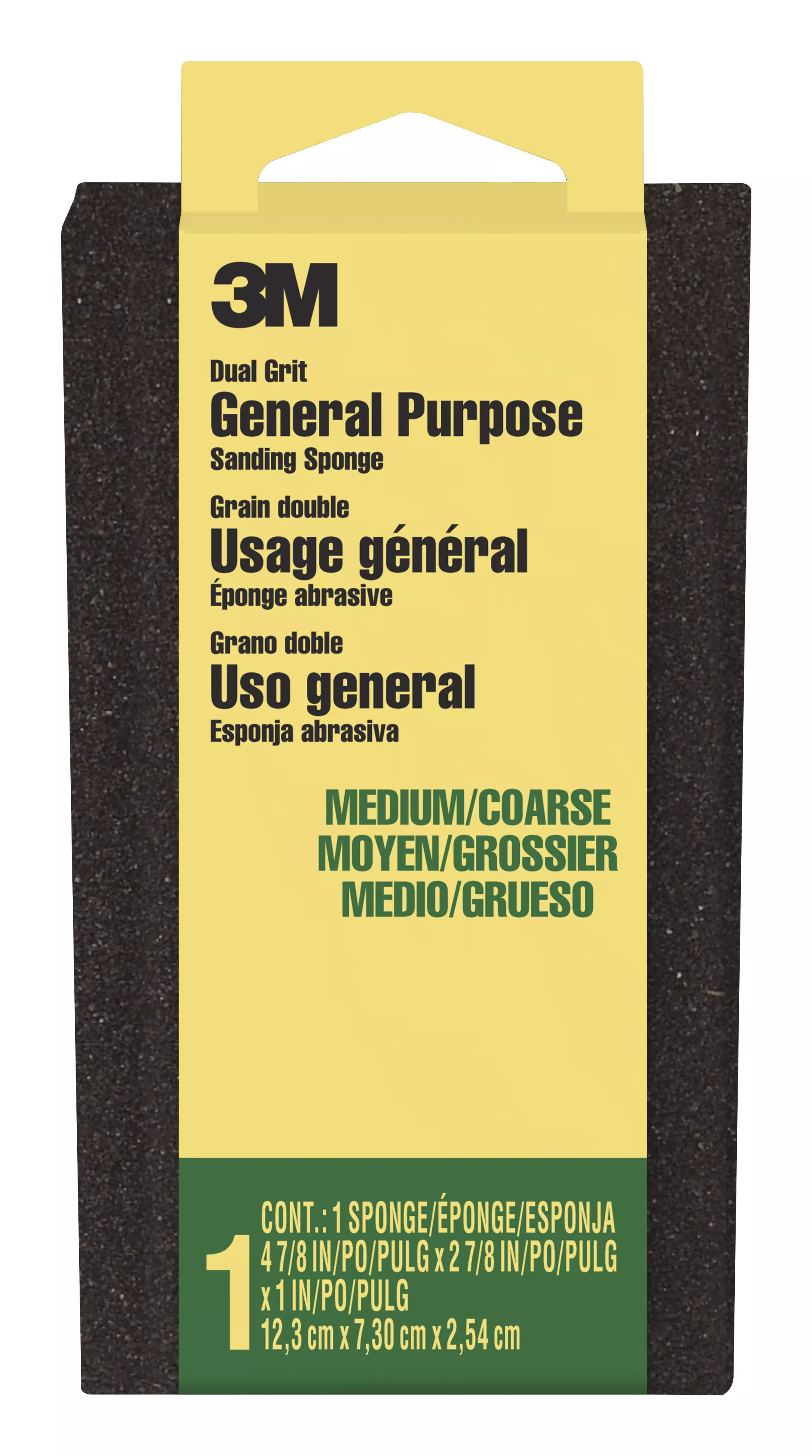 3M™ General Purpose Sanding Sponge DSMC-ESF-10, 2 7/8 in x 4 7/8 in x 1 in, Dual Grit, Medium/Coarse, 10 ea/cs